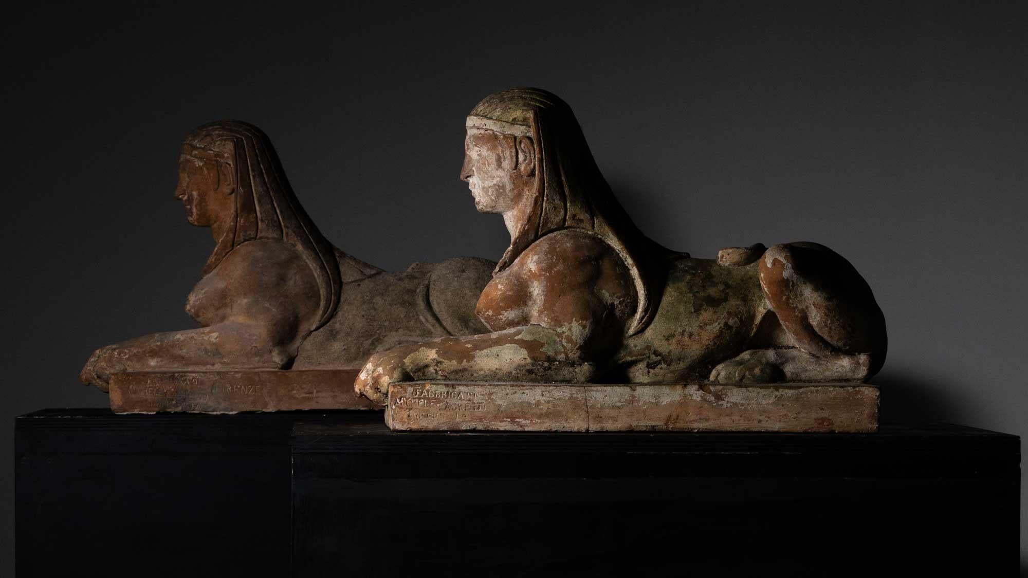 Terracotta sphinxes, Michele Agresti, Florence, circa 1900 6