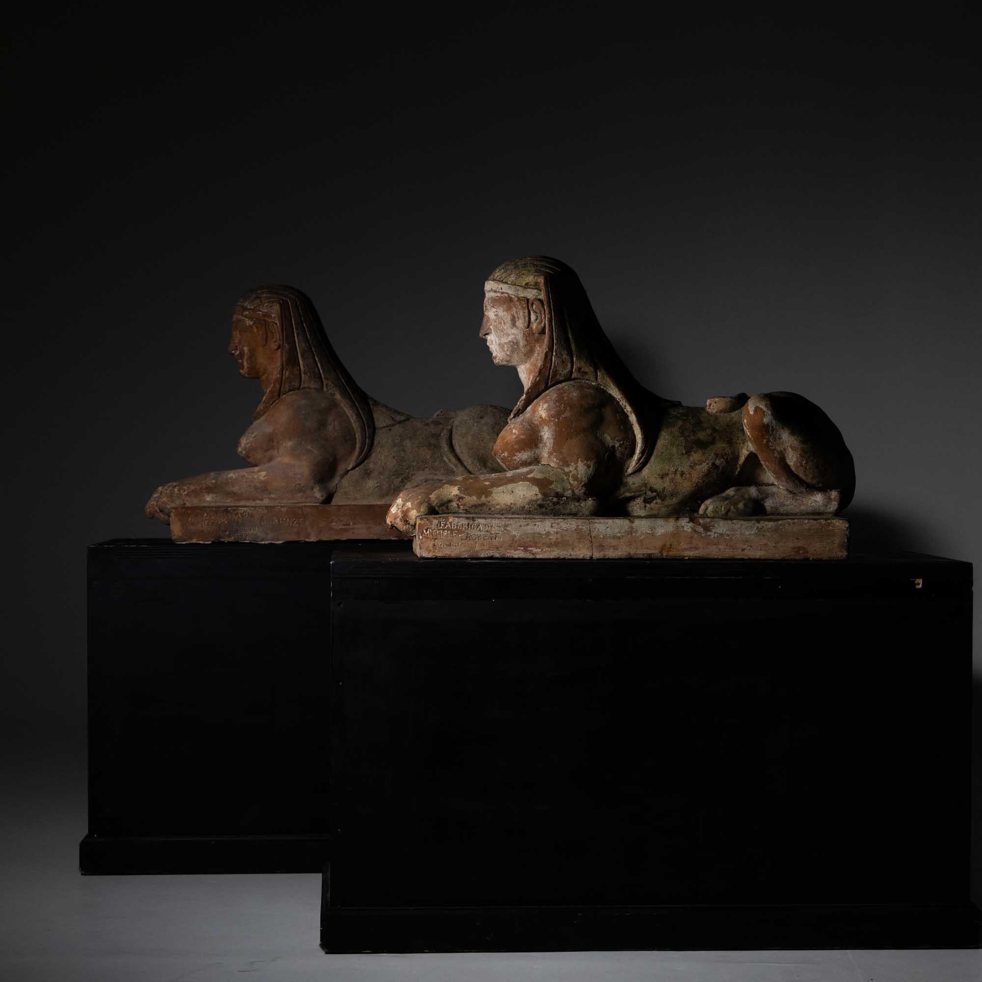 Terracotta sphinxes, Michele Agresti, Florence, circa 1900 7