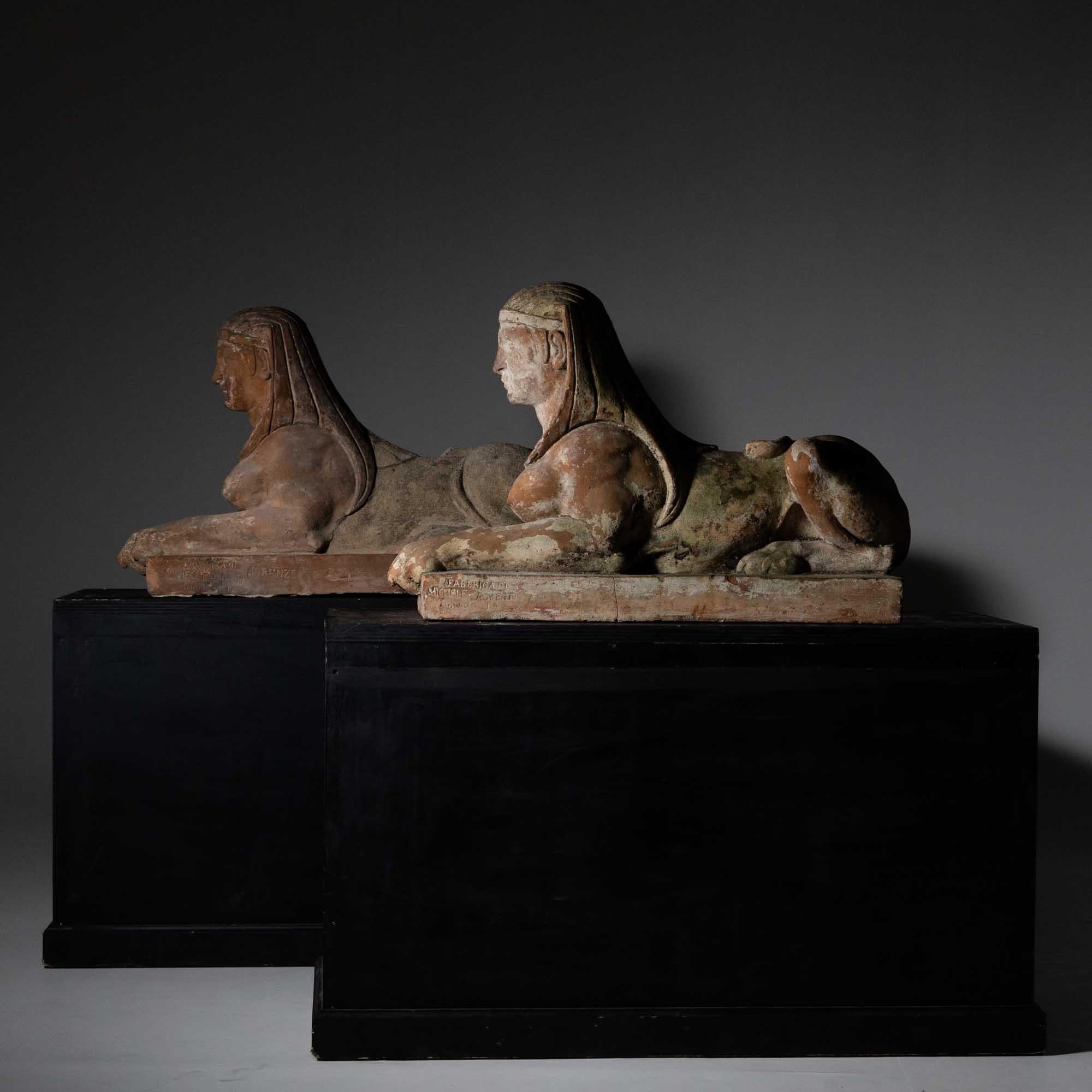 Terracotta sphinxes, Michele Agresti, Florence, circa 1900 8