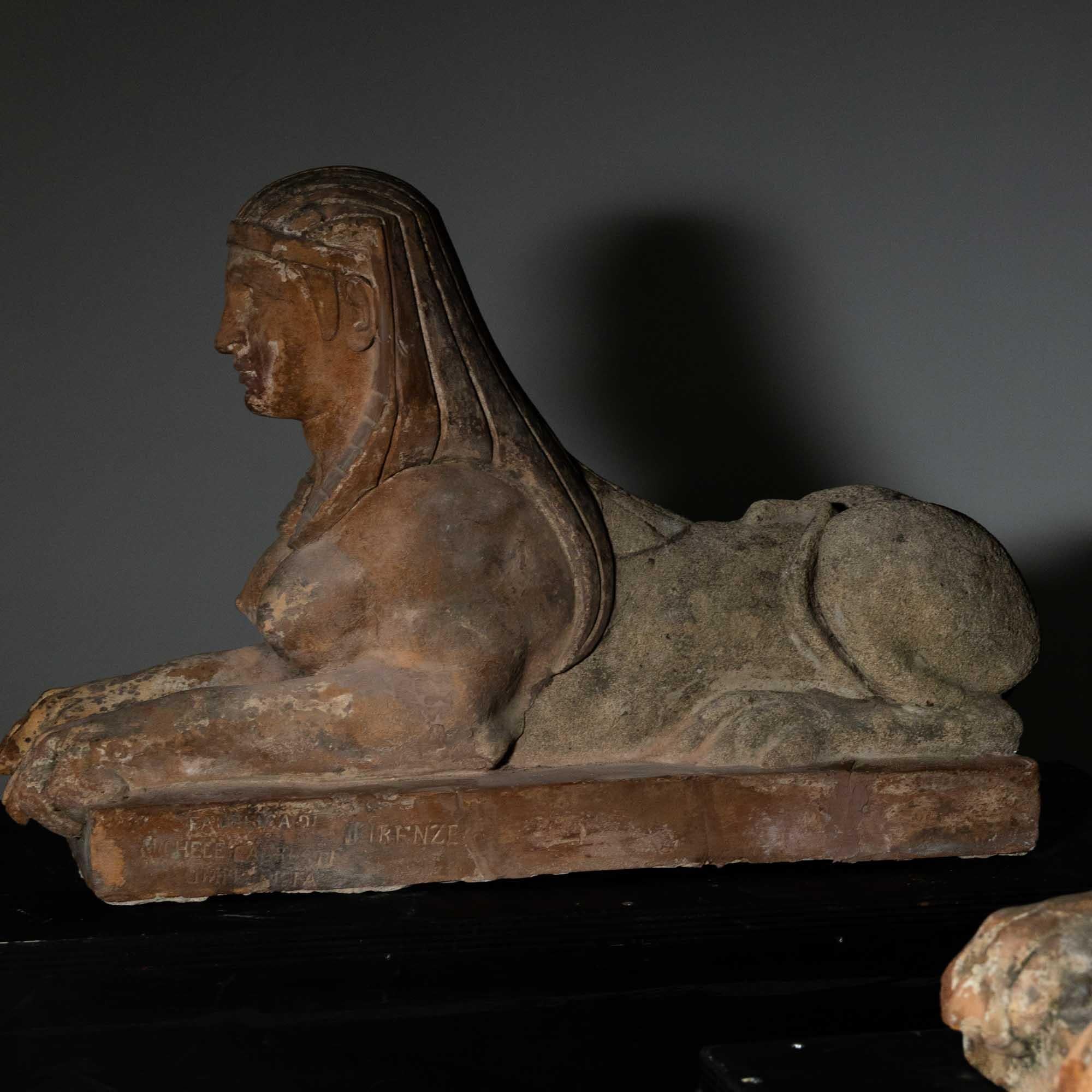 Terracotta sphinxes, Michele Agresti, Florence, circa 1900 In Good Condition In Greding, DE