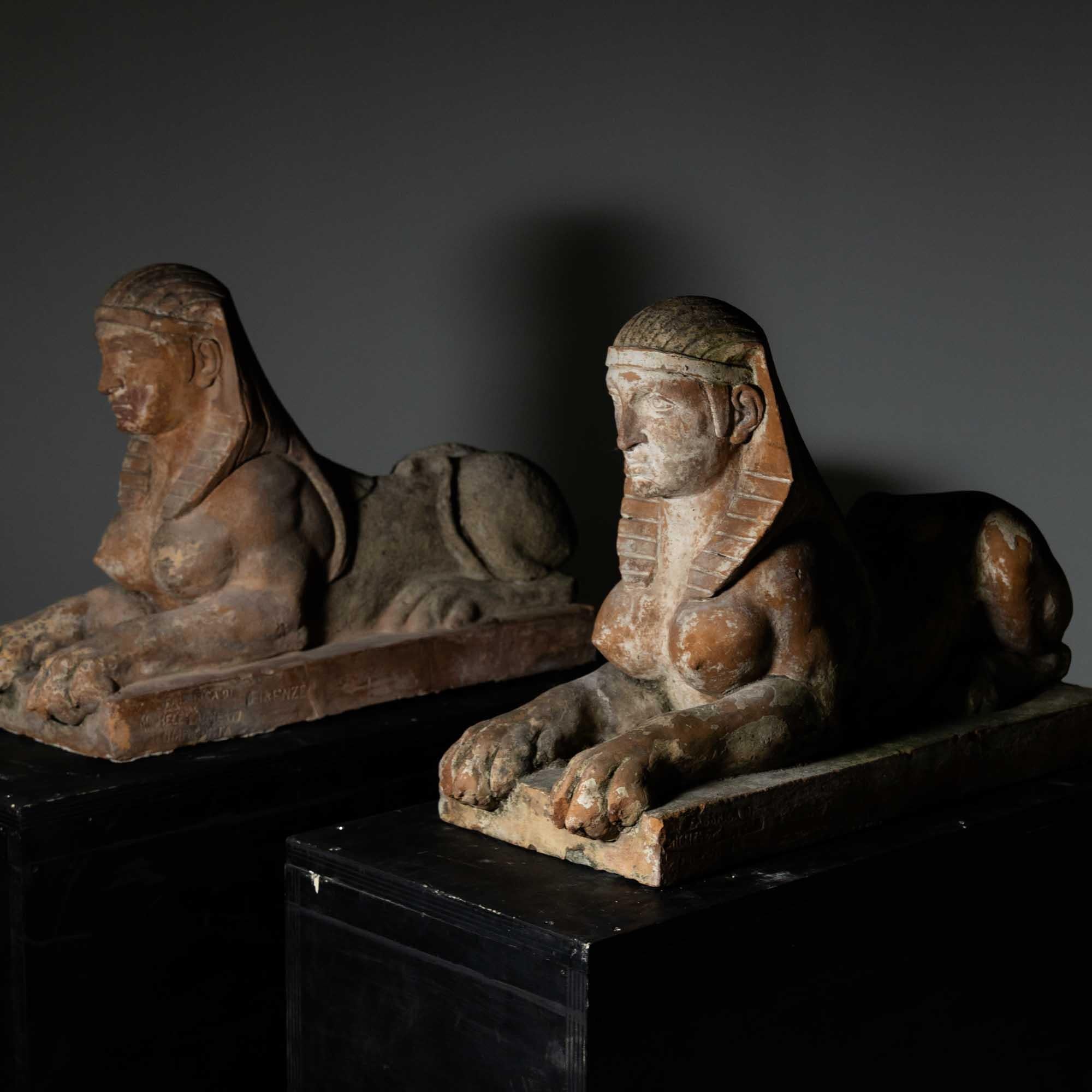 Terracotta sphinxes, Michele Agresti, Florence, circa 1900 1