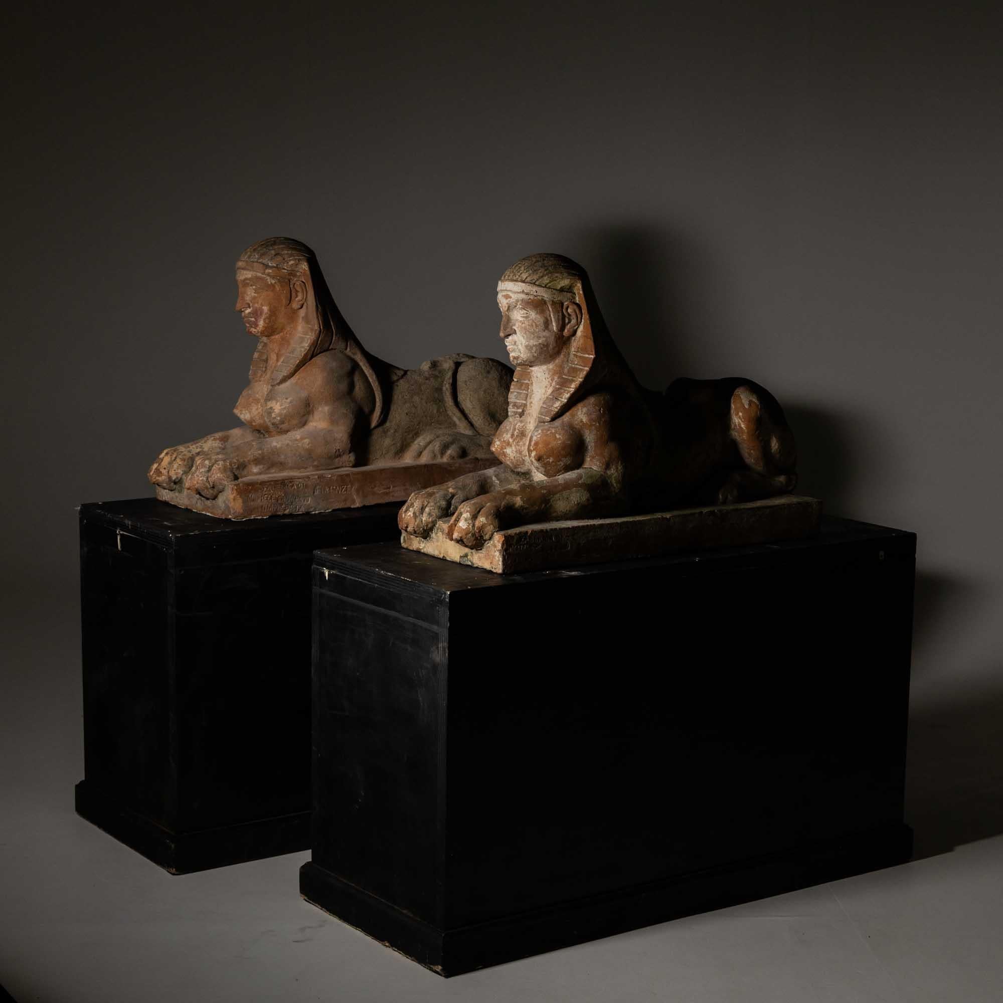 Terracotta sphinxes, Michele Agresti, Florence, circa 1900 2