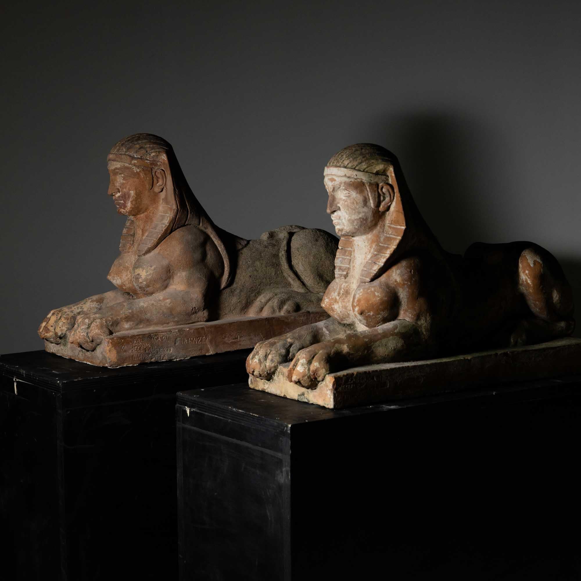 Terracotta sphinxes, Michele Agresti, Florence, circa 1900 3