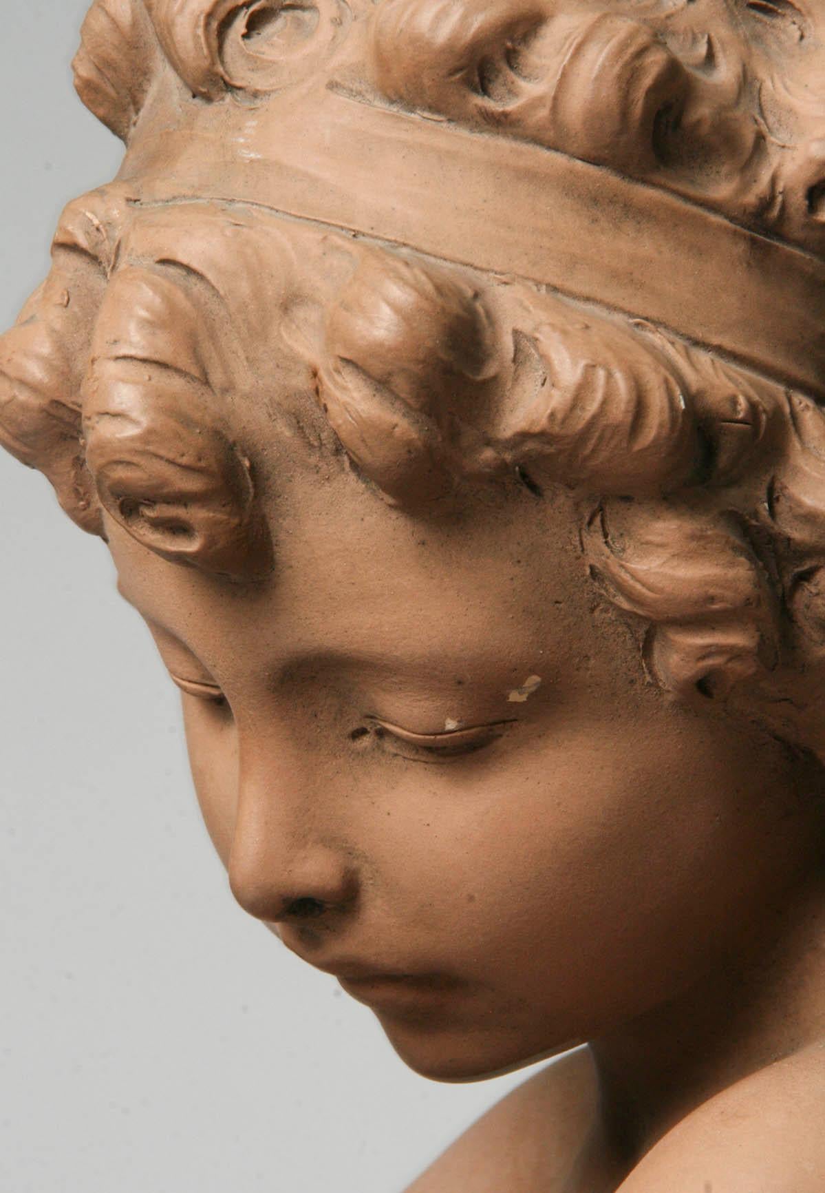 Terracotta Statue of a Seated Angel by Richard Aurili, Italy, circa 1890 2