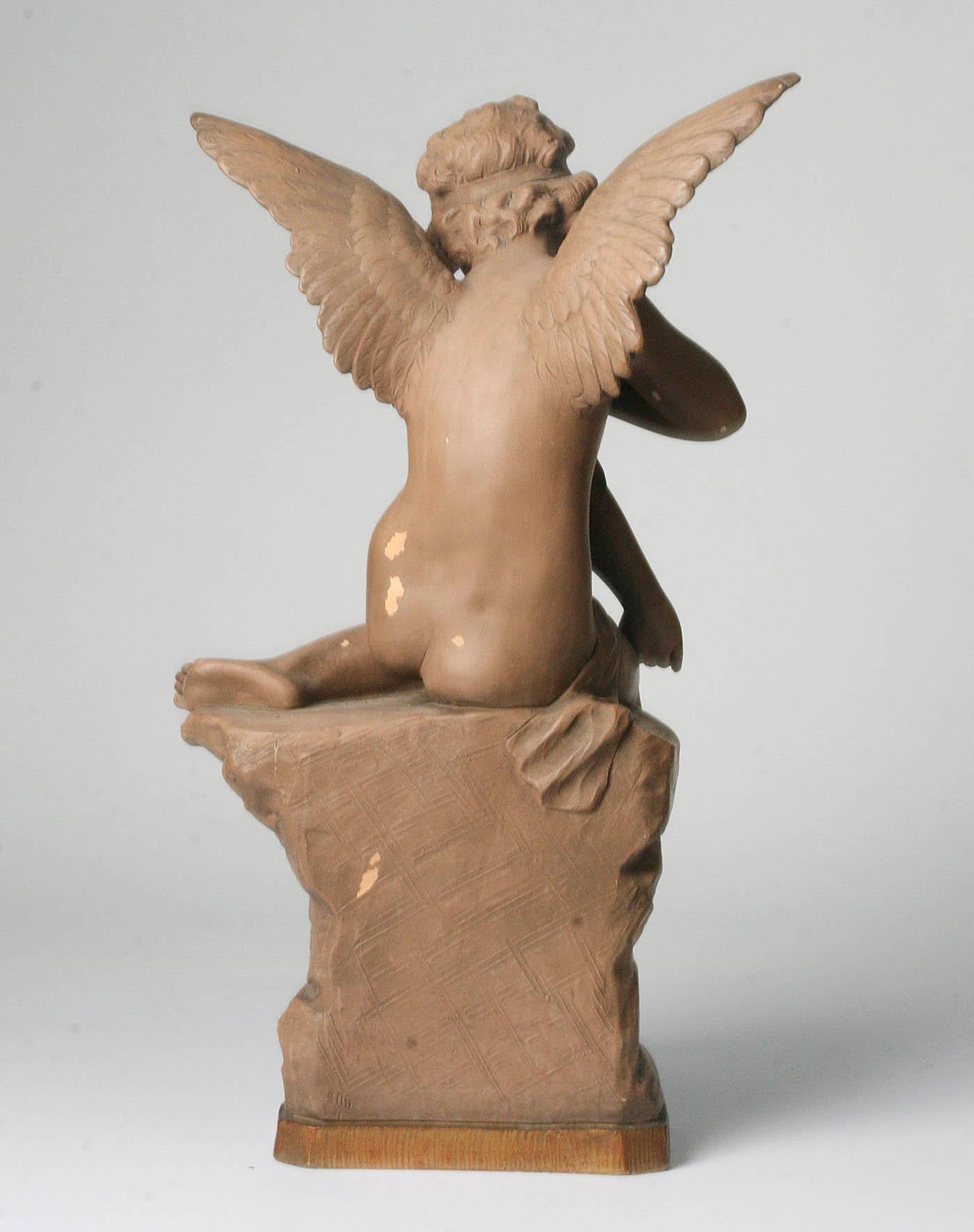 Terracotta Statue of a Seated Angel by Richard Aurili, Italy, circa 1890 6