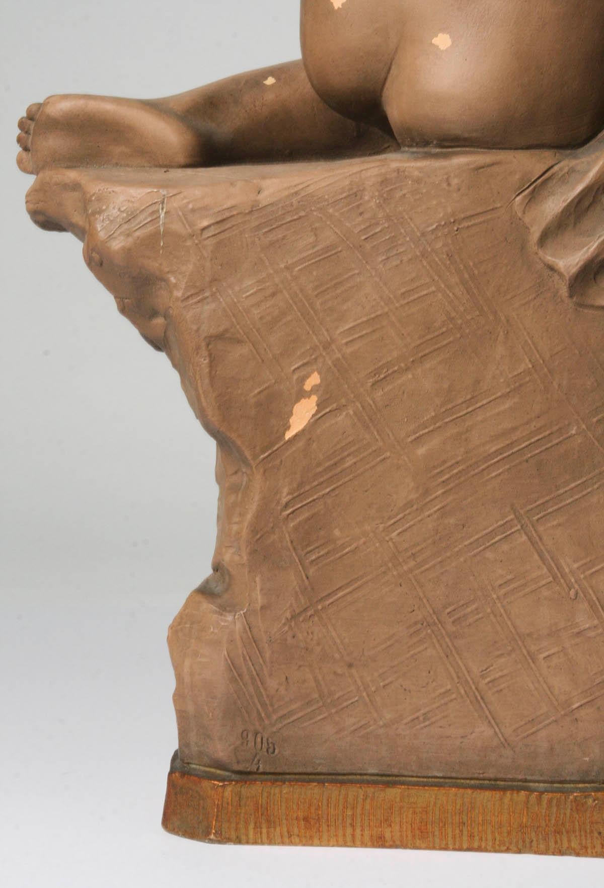 Terracotta Statue of a Seated Angel by Richard Aurili, Italy, circa 1890 7