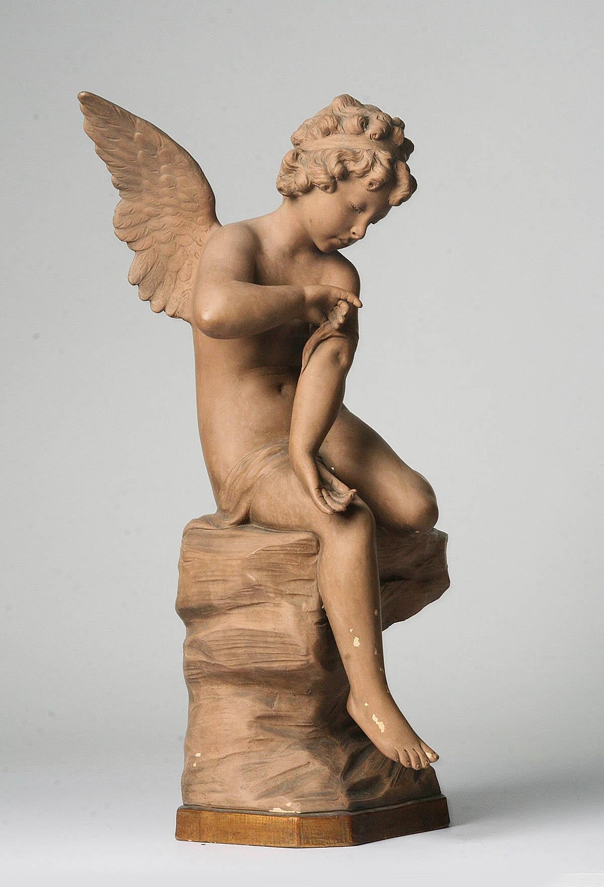 Terracotta Statue of a Seated Angel by Richard Aurili, Italy, circa 1890 8