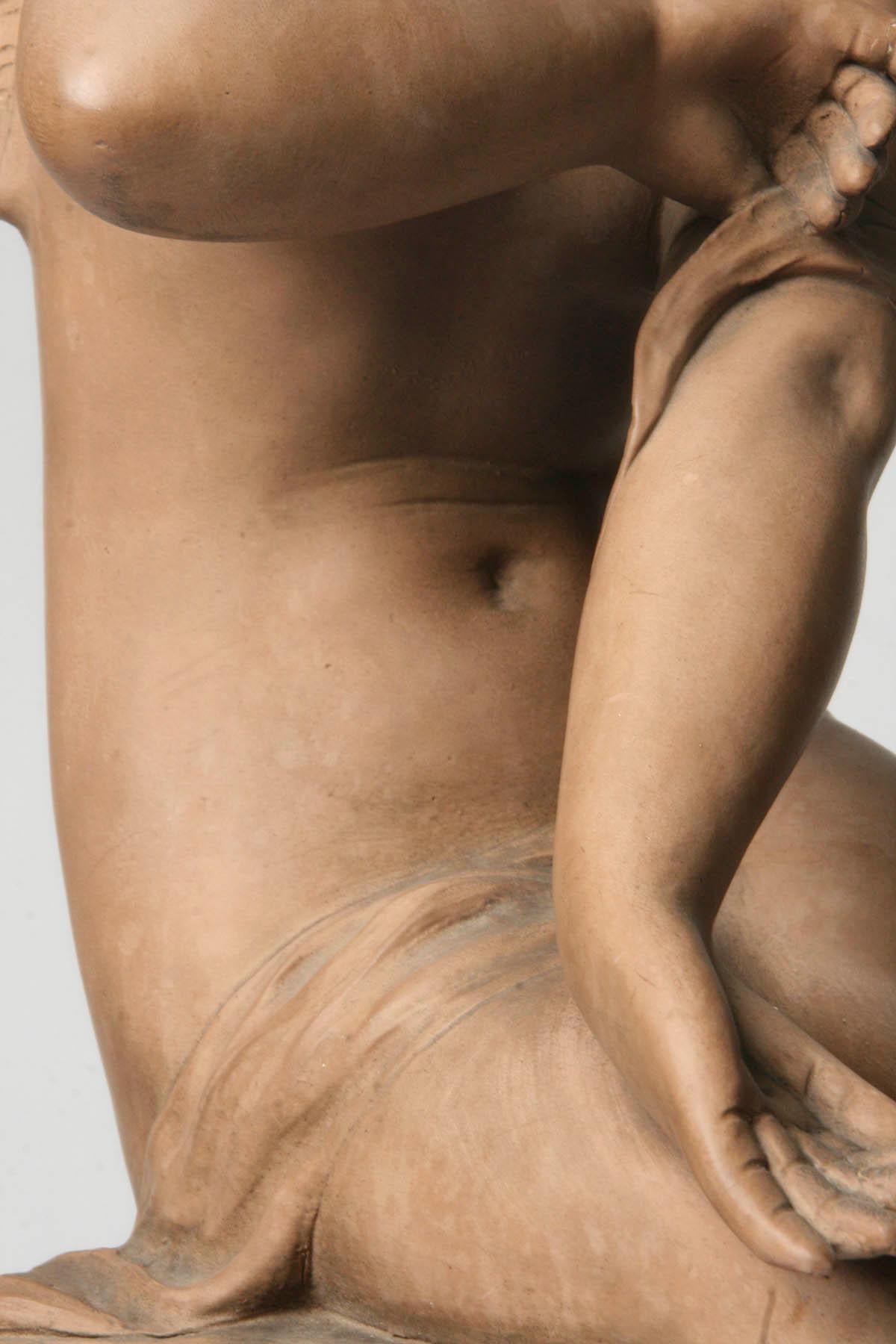 Terracotta Statue of a Seated Angel by Richard Aurili, Italy, circa 1890 9