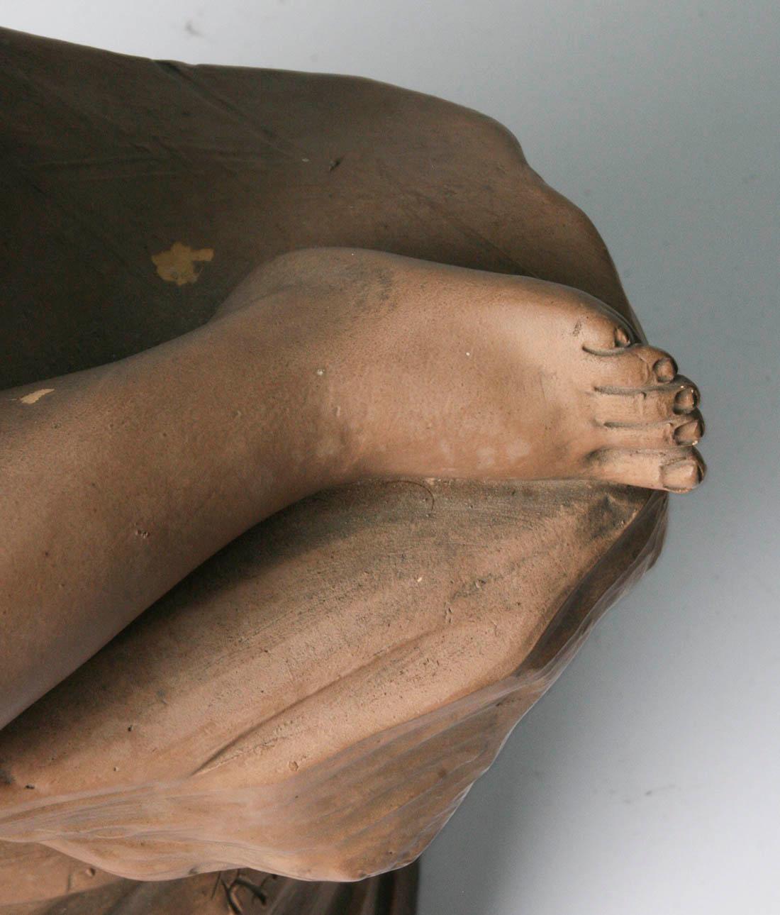 Italian Terracotta Statue of a Seated Angel by Richard Aurili, Italy, circa 1890