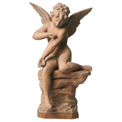 Terracotta Statue of a Seated Angel by Richard Aurili, Italy, circa 1890