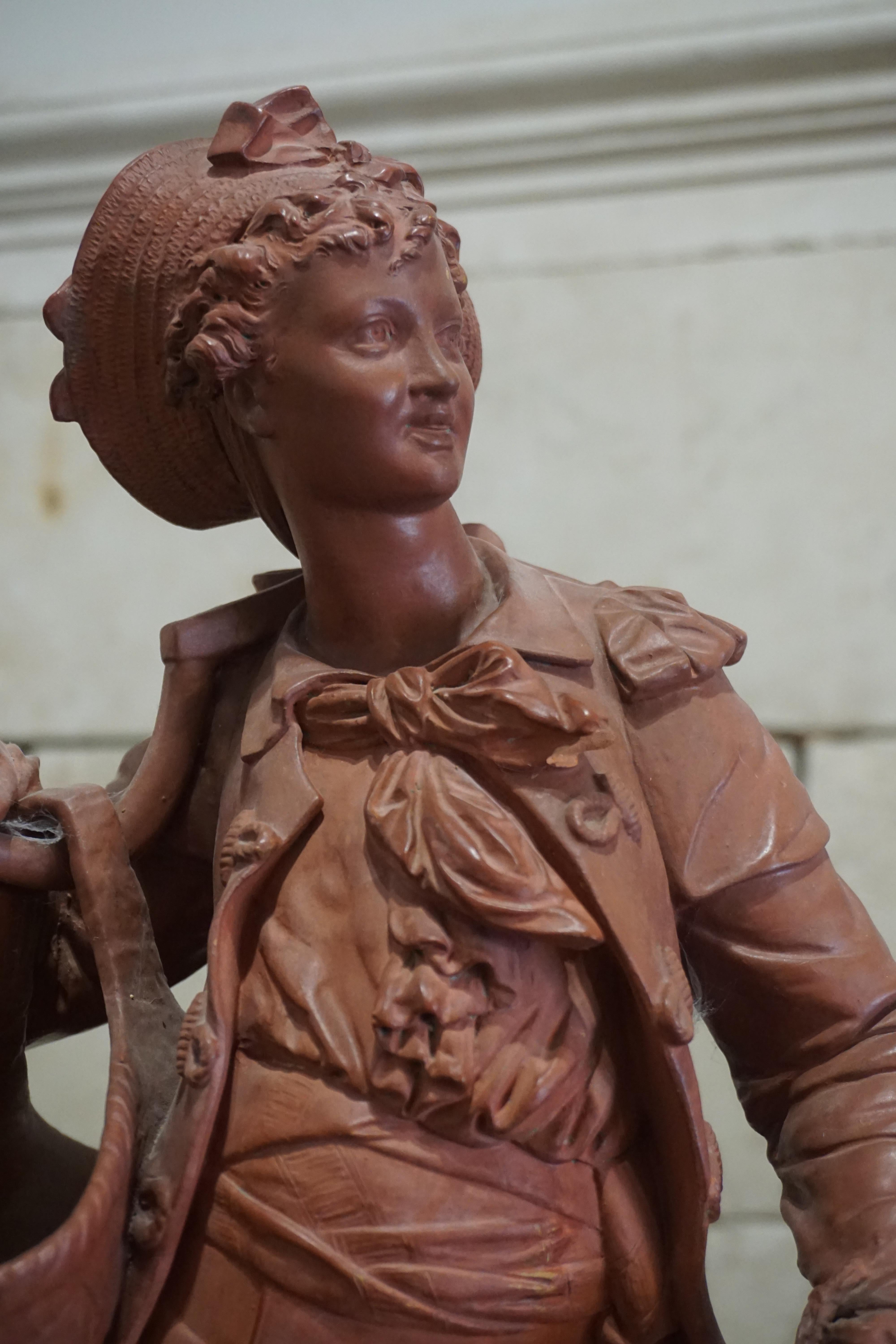 Italian Terracotta Statue of Young Boy