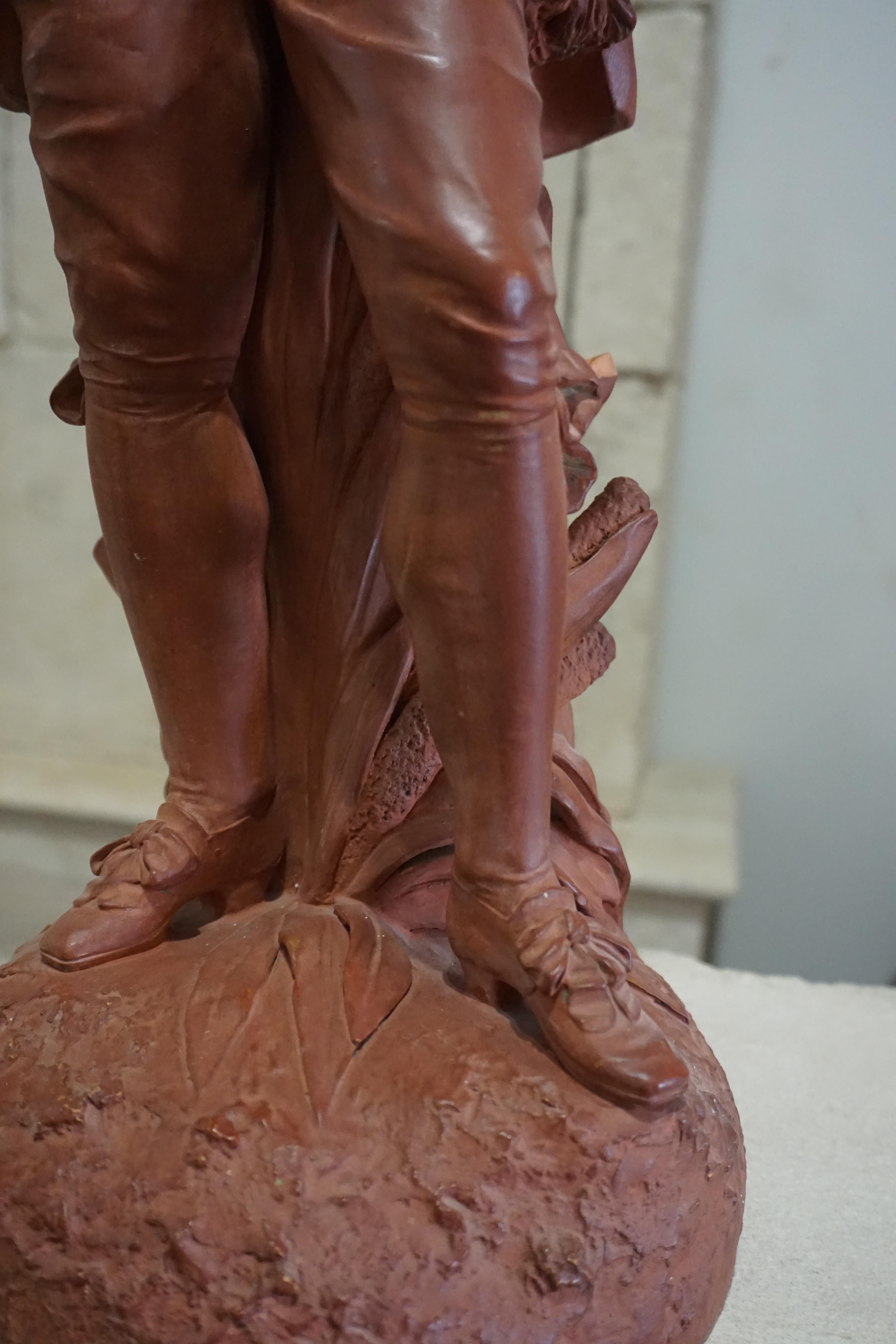 Terracotta Statue of Young Boy In Good Condition In Dallas, TX