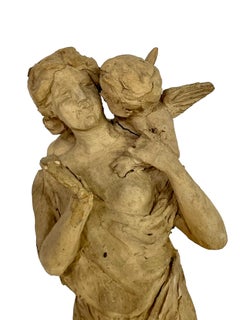 Terracotta Statuette of a Goddess and Winged Cherub
