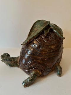 Terracotta Studio Pottery Turtle Doorstop Sculpture