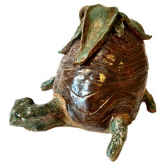 Terracotta Studio Pottery Turtle Doorstop Sculpture