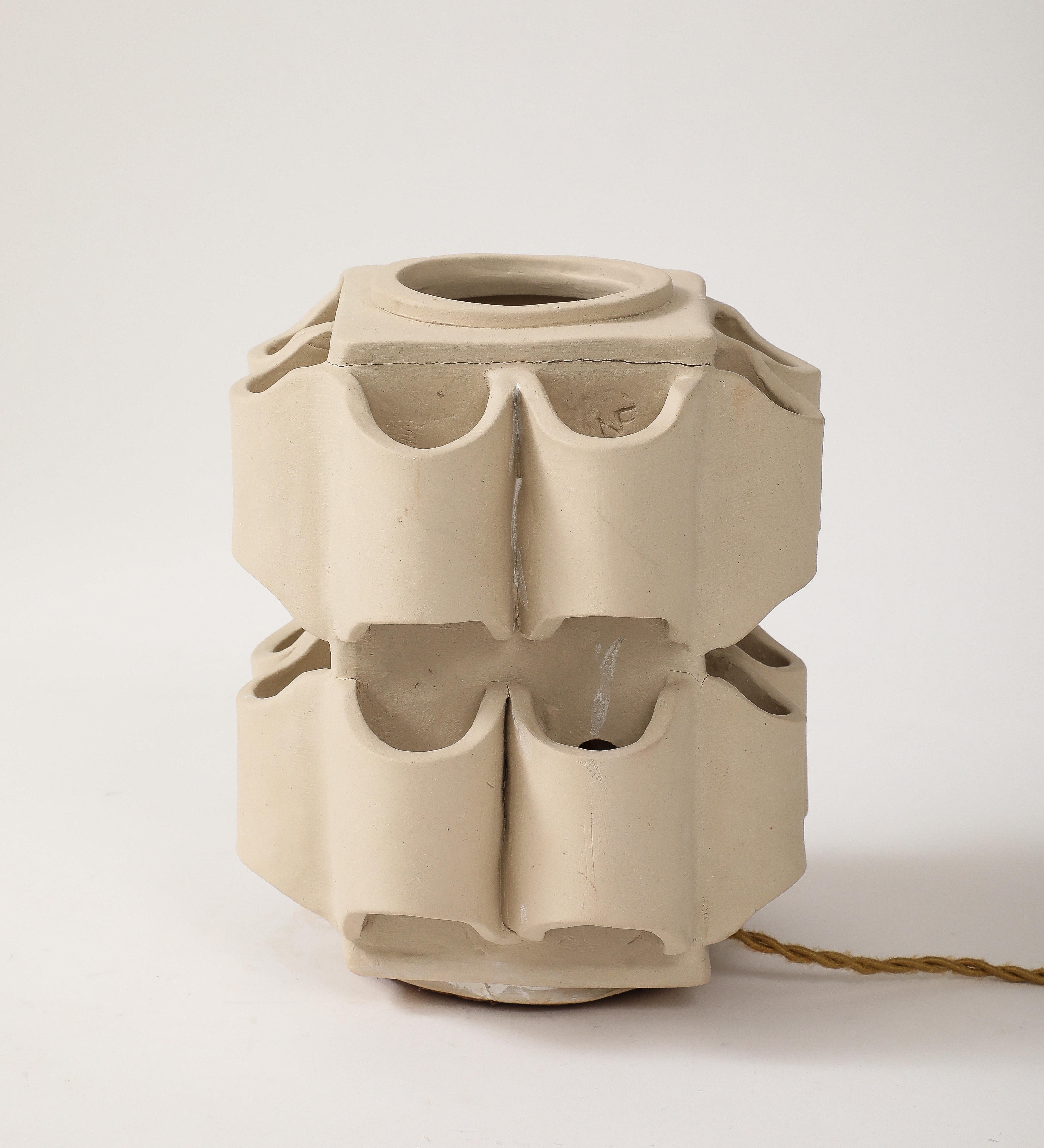 Terracotta Table Lamp by Nicole Fichot For Sale 6
