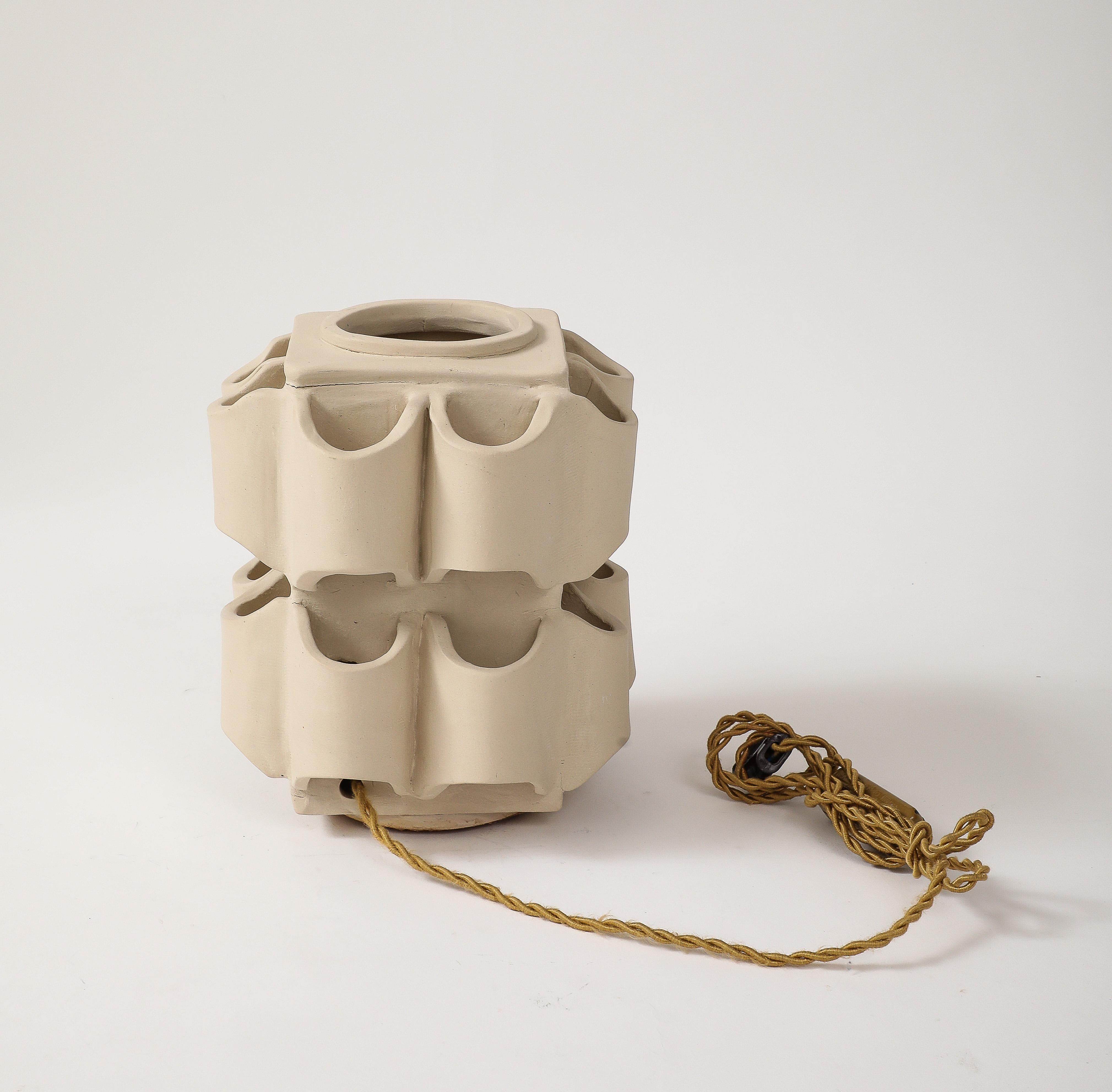 Terracotta Table Lamp by Nicole Fichot For Sale 7