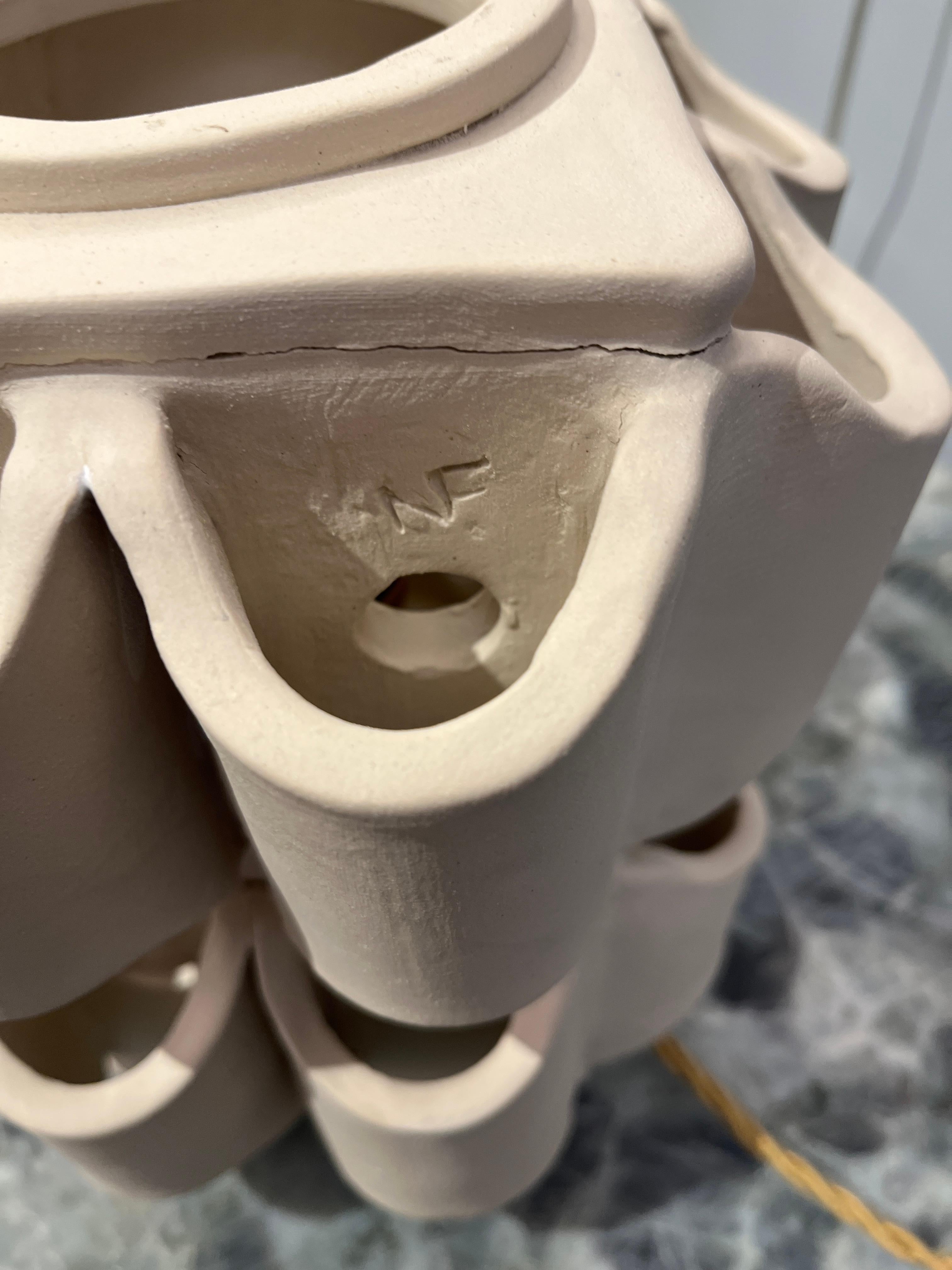Terracotta Table Lamp by Nicole Fichot For Sale 13