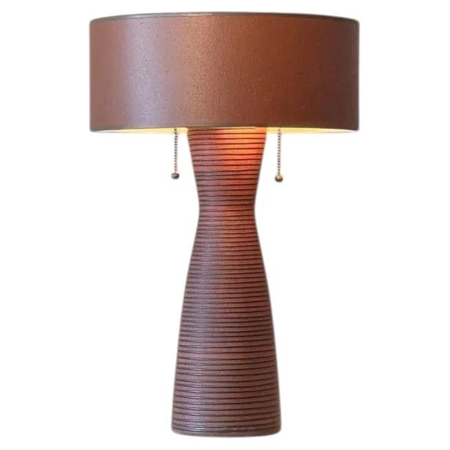 Hand-Crafted Mid-Century Modern Terracotta Table Lamp, 1950s USA