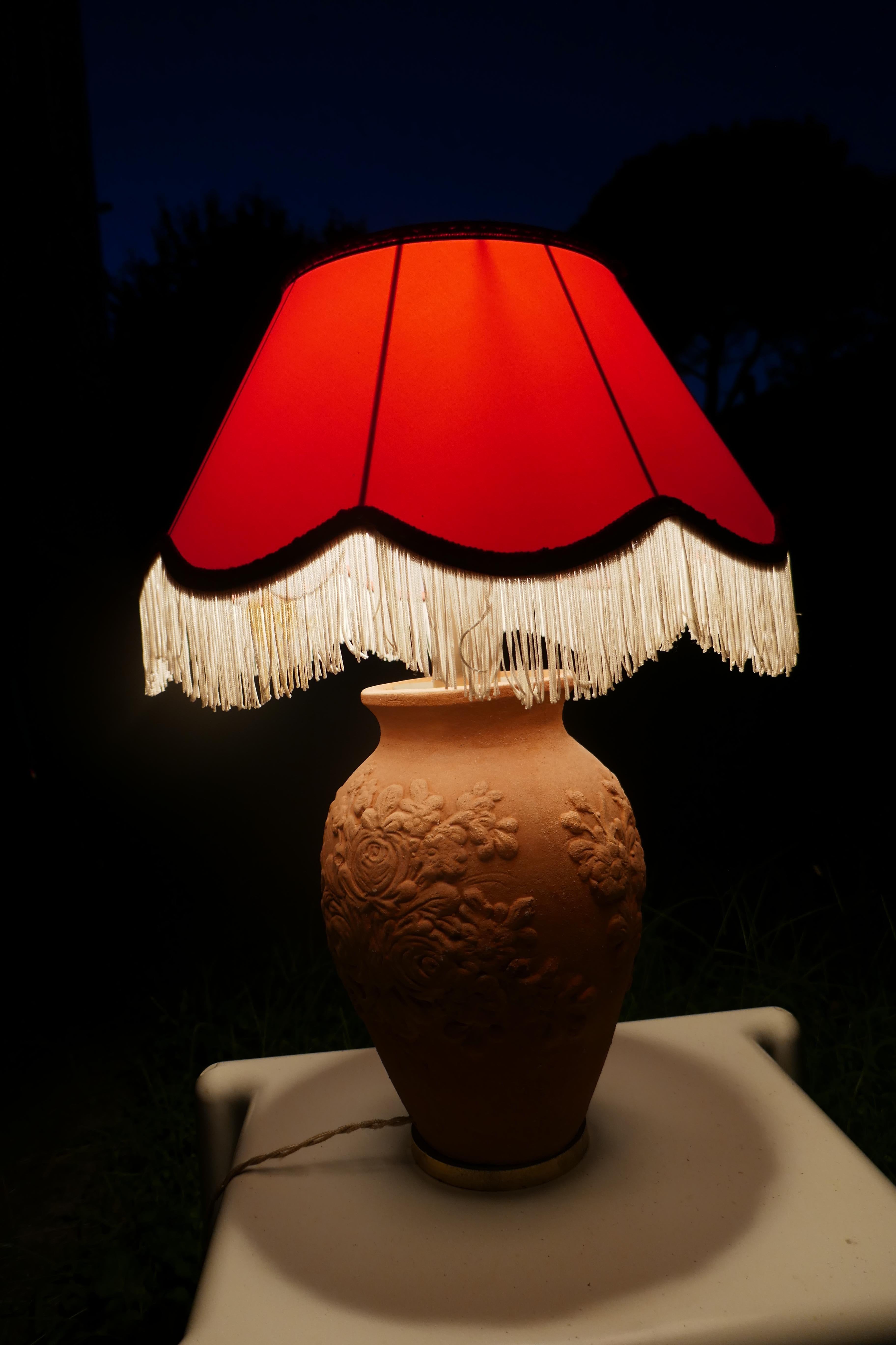 Terracotta table lamp, produced by Chiti Impruneta Florence For Sale 5