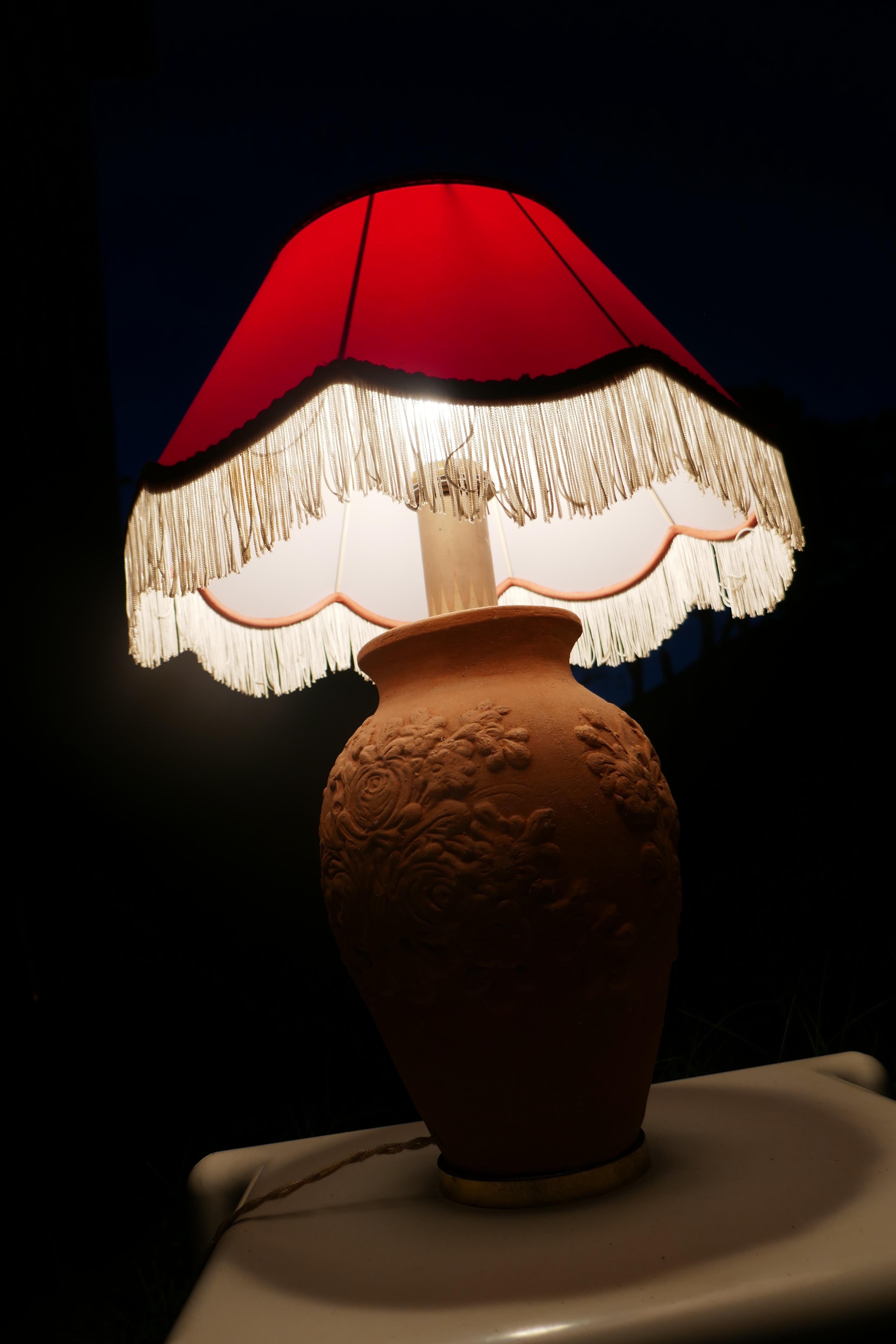 Terracotta table lamp, produced by Chiti Impruneta Florence For Sale 6