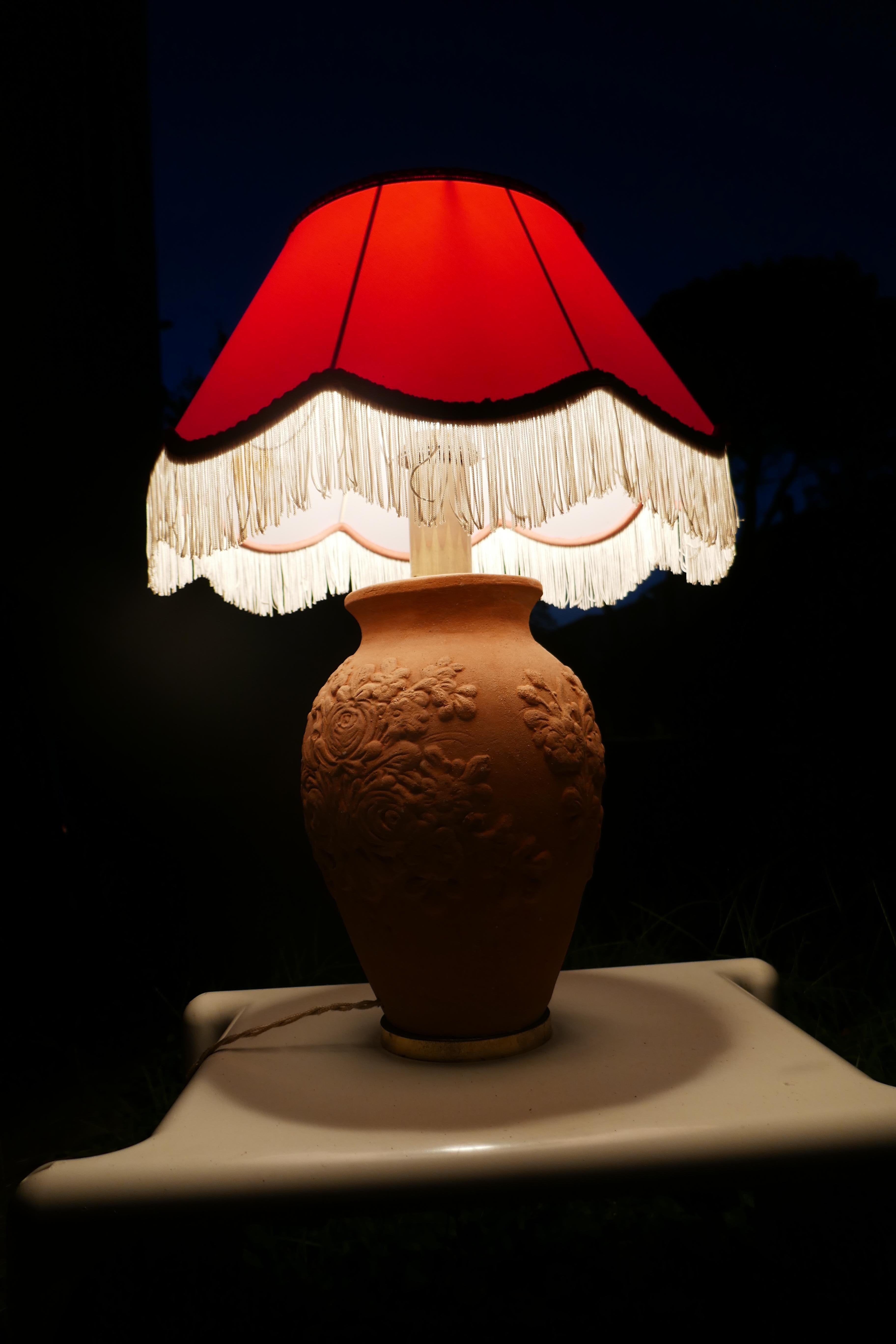 Terracotta table lamp, produced by Chiti Impruneta Florence For Sale 7