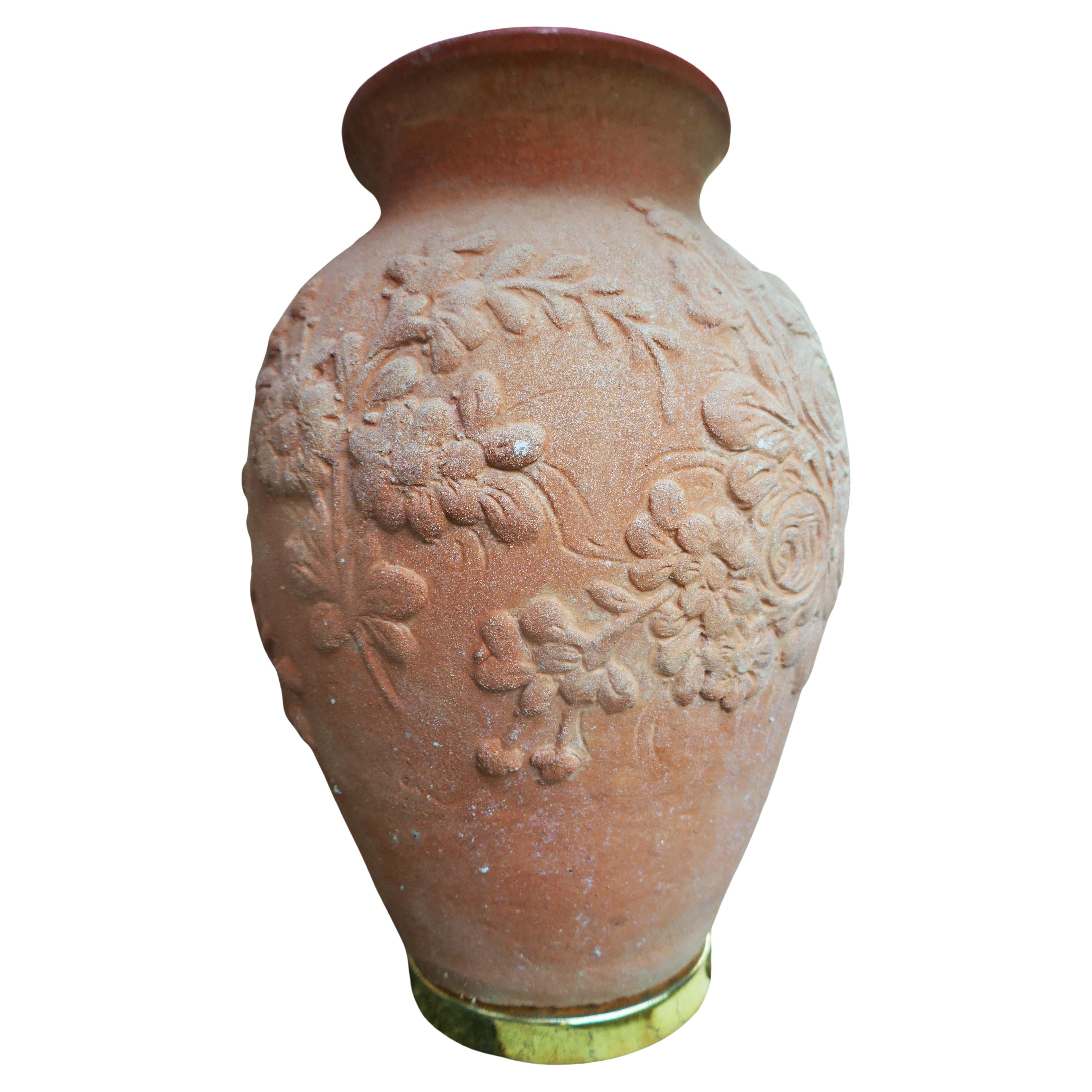 Modern Terracotta table lamp, produced by Chiti Impruneta Florence For Sale