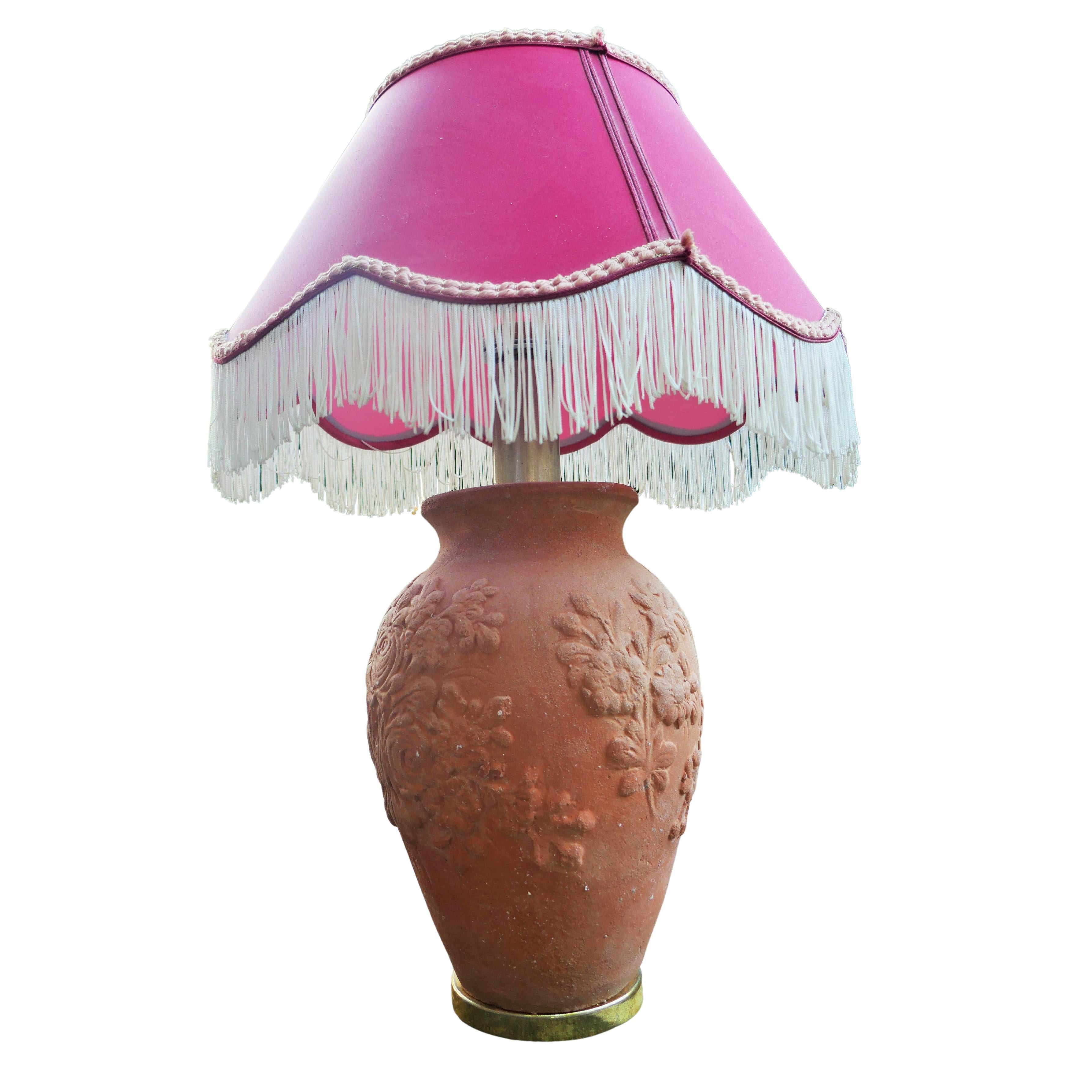 Terracotta table lamp, produced by Chiti Impruneta Florence In Good Condition For Sale In Lugo, IT