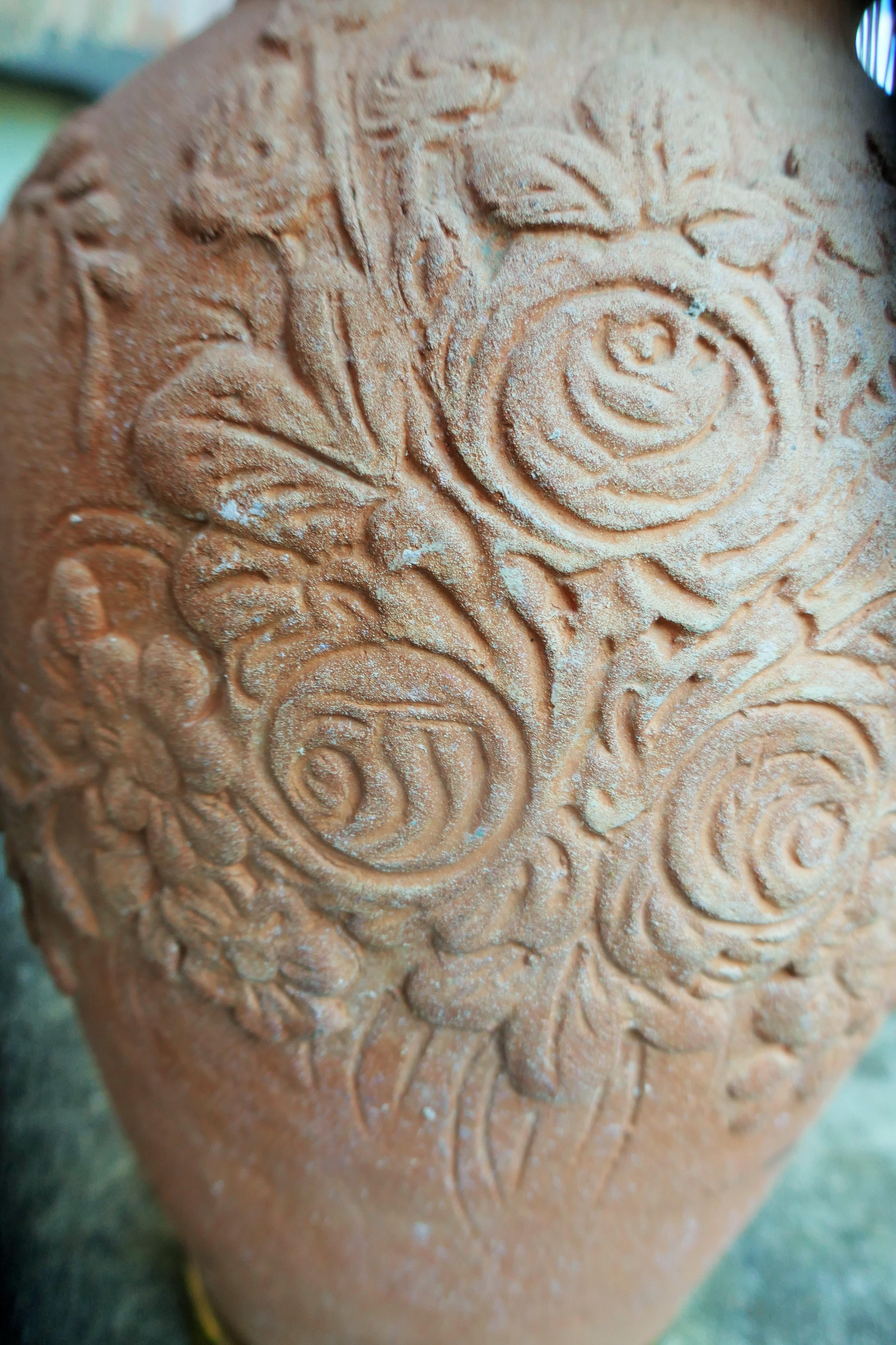 Terracotta table lamp, produced by Chiti Impruneta Florence For Sale 3
