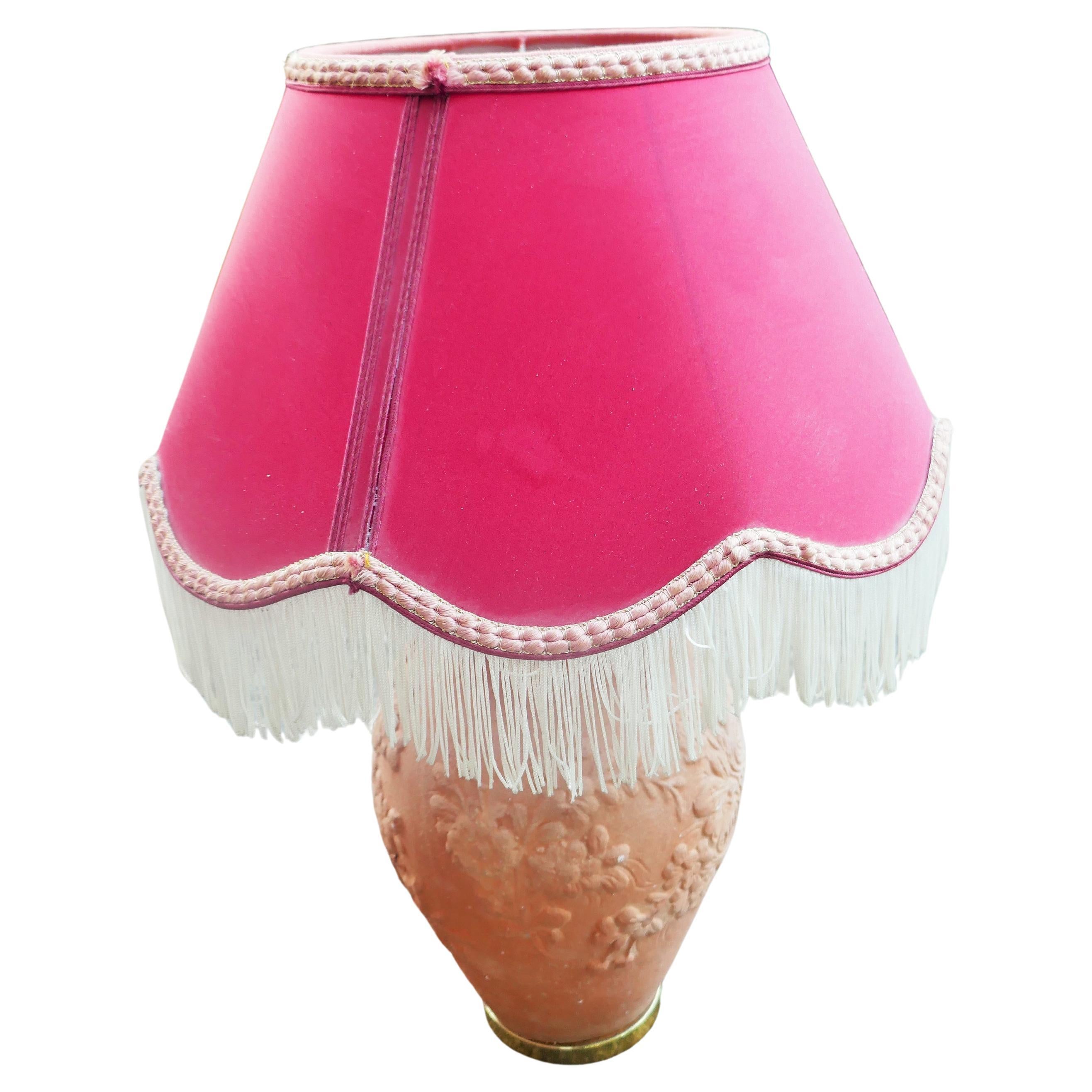 Terracotta table lamp, produced by Chiti Impruneta Florence For Sale