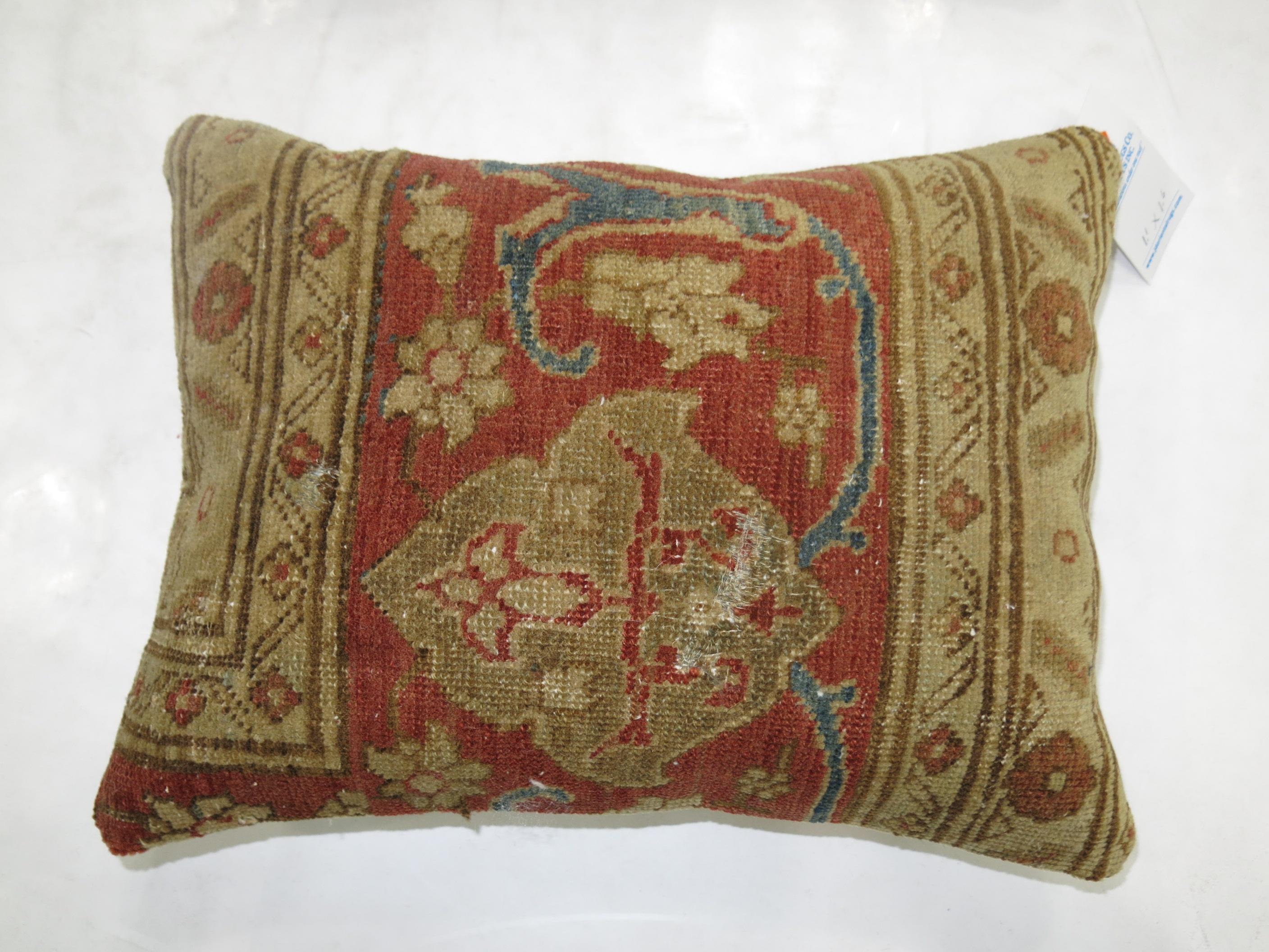 Anglo Raj Terracotta Tabriz Border Rug Pillow