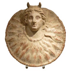 Terracotta Tondo Head of Medusa, Greek, Sicily, Centuripe, 3rd Century BC