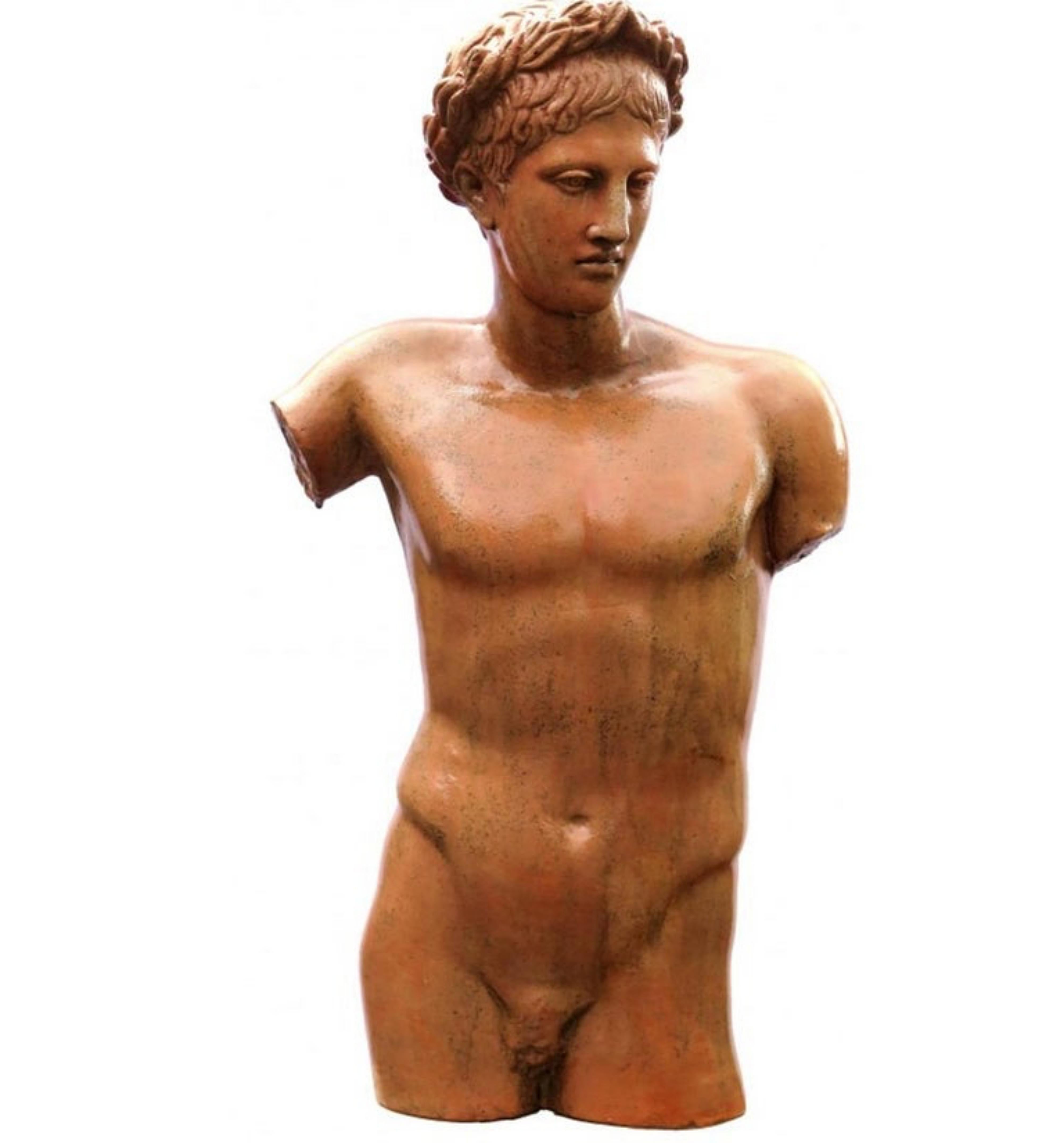 Hand-Crafted Terracotta Torso Sculpture of Apollo, Early 20th Century For Sale