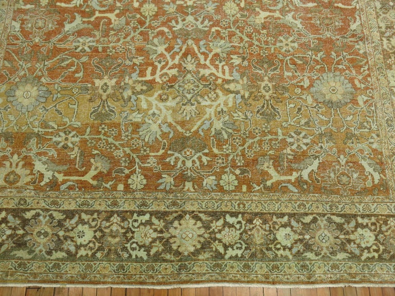 Hand-Knotted Terracotta Traditional Persian Room Size Decorative Hand-Woven Rug