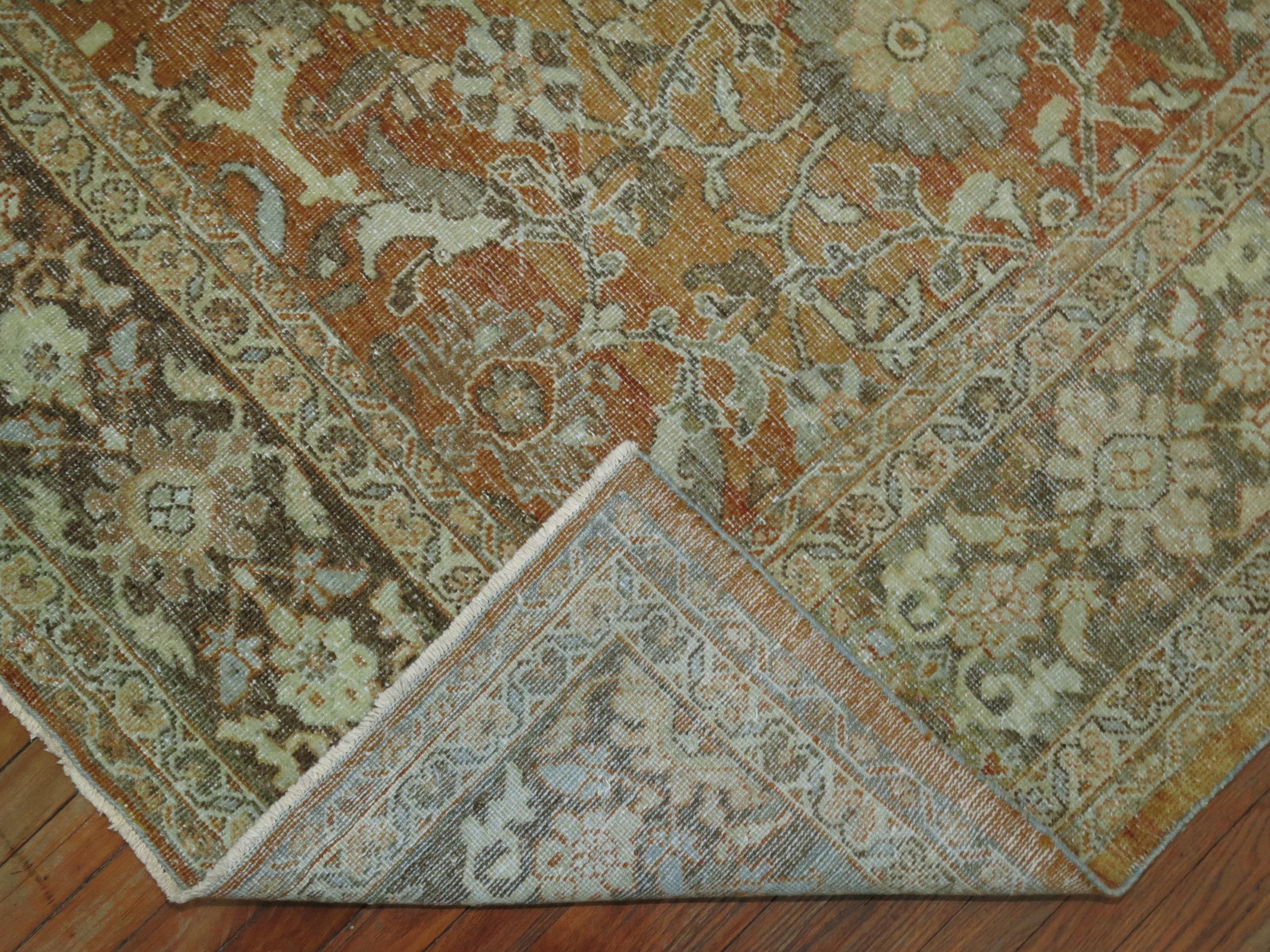 20th Century Terracotta Traditional Persian Room Size Decorative Hand-Woven Rug