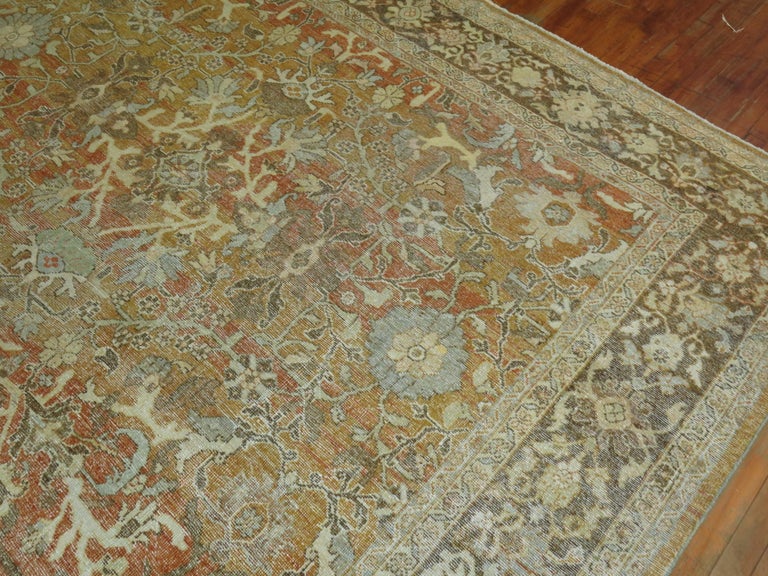 Wool Terracotta Traditional Persian Room Size Decorative Hand-Woven Rug