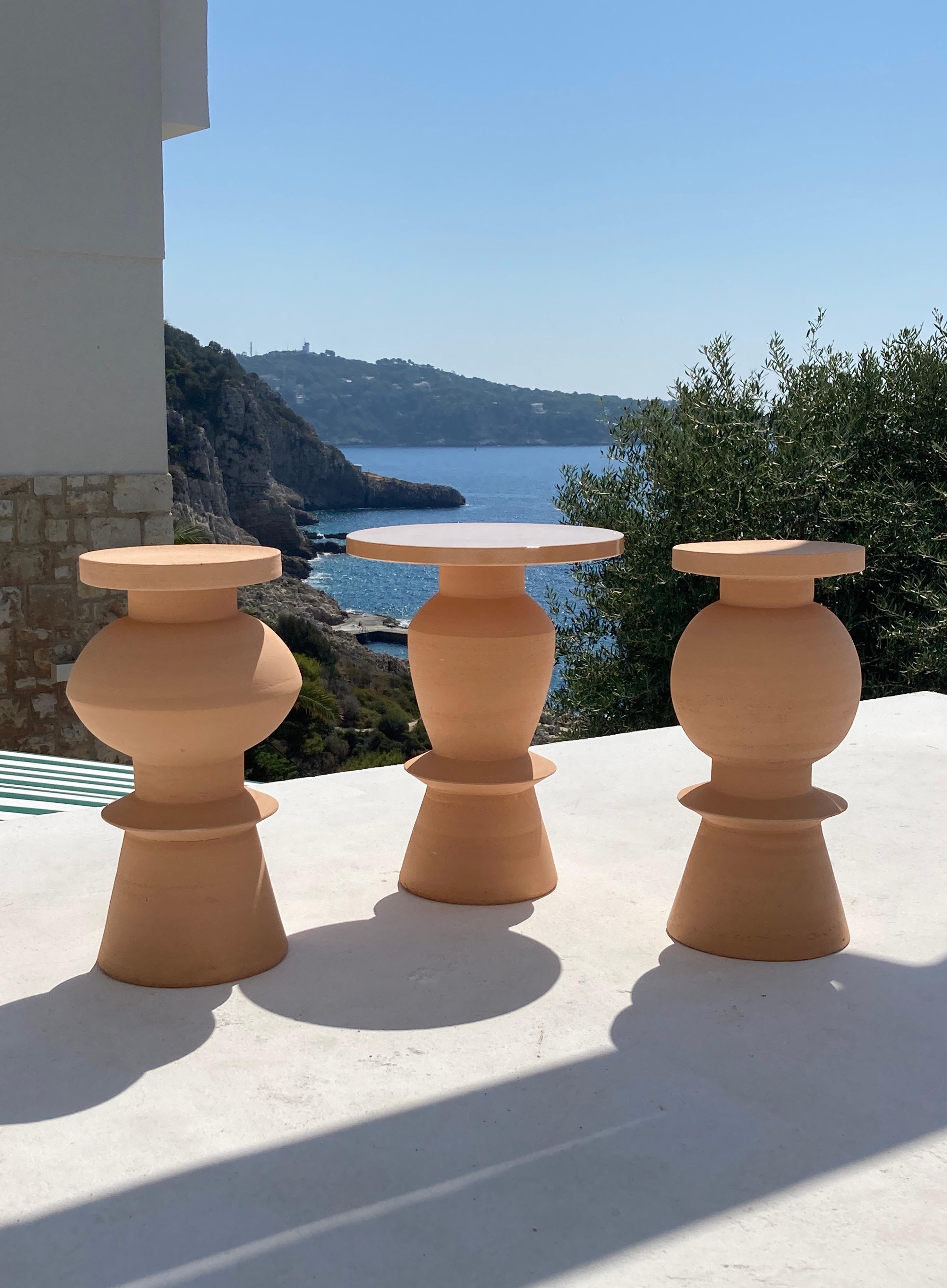 French Terracotta Union Side Table by Lea Ginac