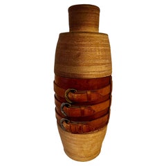Terracotta Urn with Leather Straps