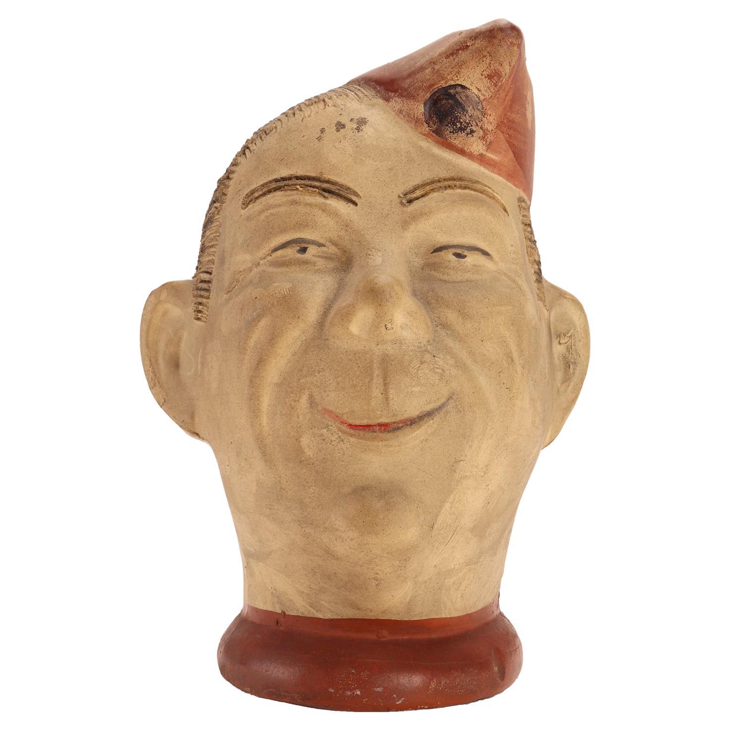 Terracotta Vase by Elmer, Depicting a Soldier’s Head, Ohio, Usa 1940’s  For Sale