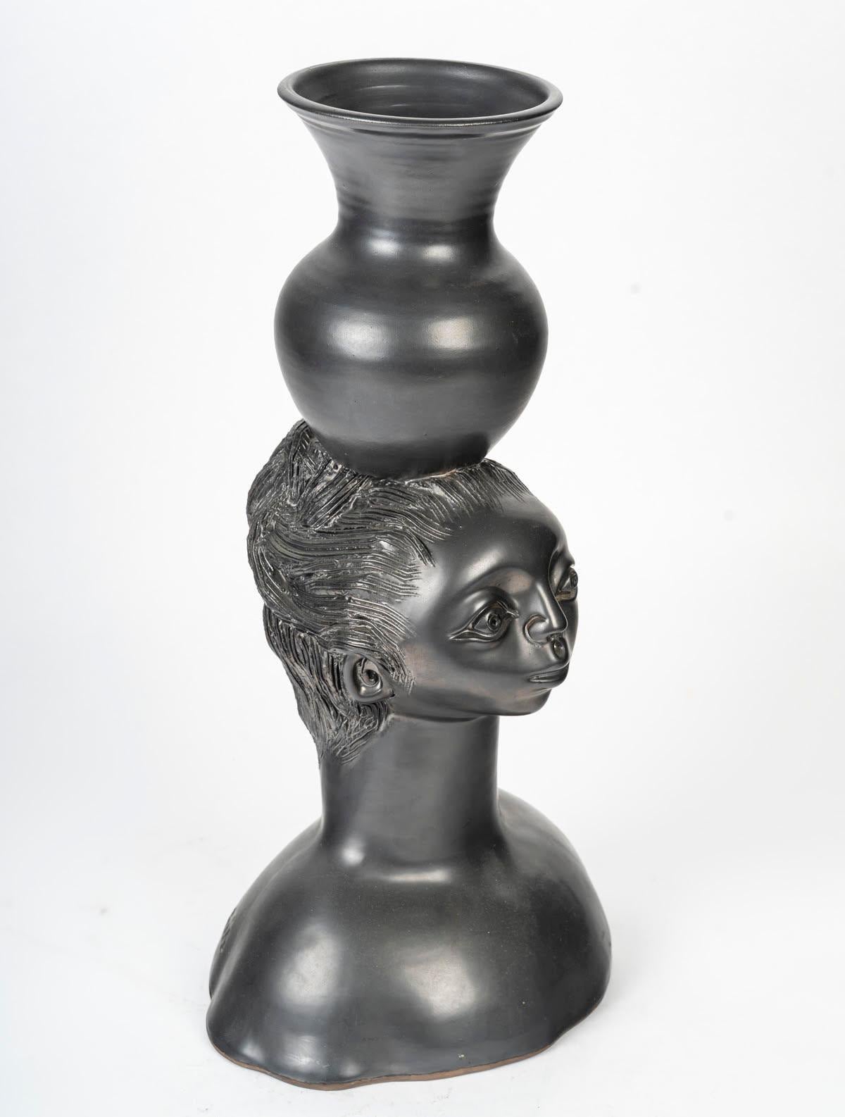 Francese Terracotta Vase by Jean Marais, 20th Century. in vendita