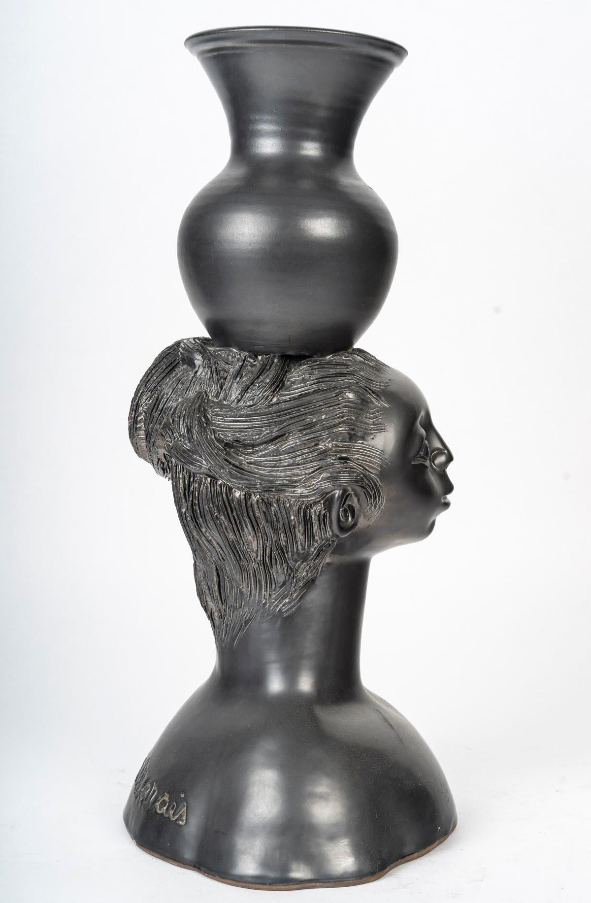 Terracotta Vase by Jean Marais, 20th Century. In condizioni buone in vendita a Saint-Ouen, FR