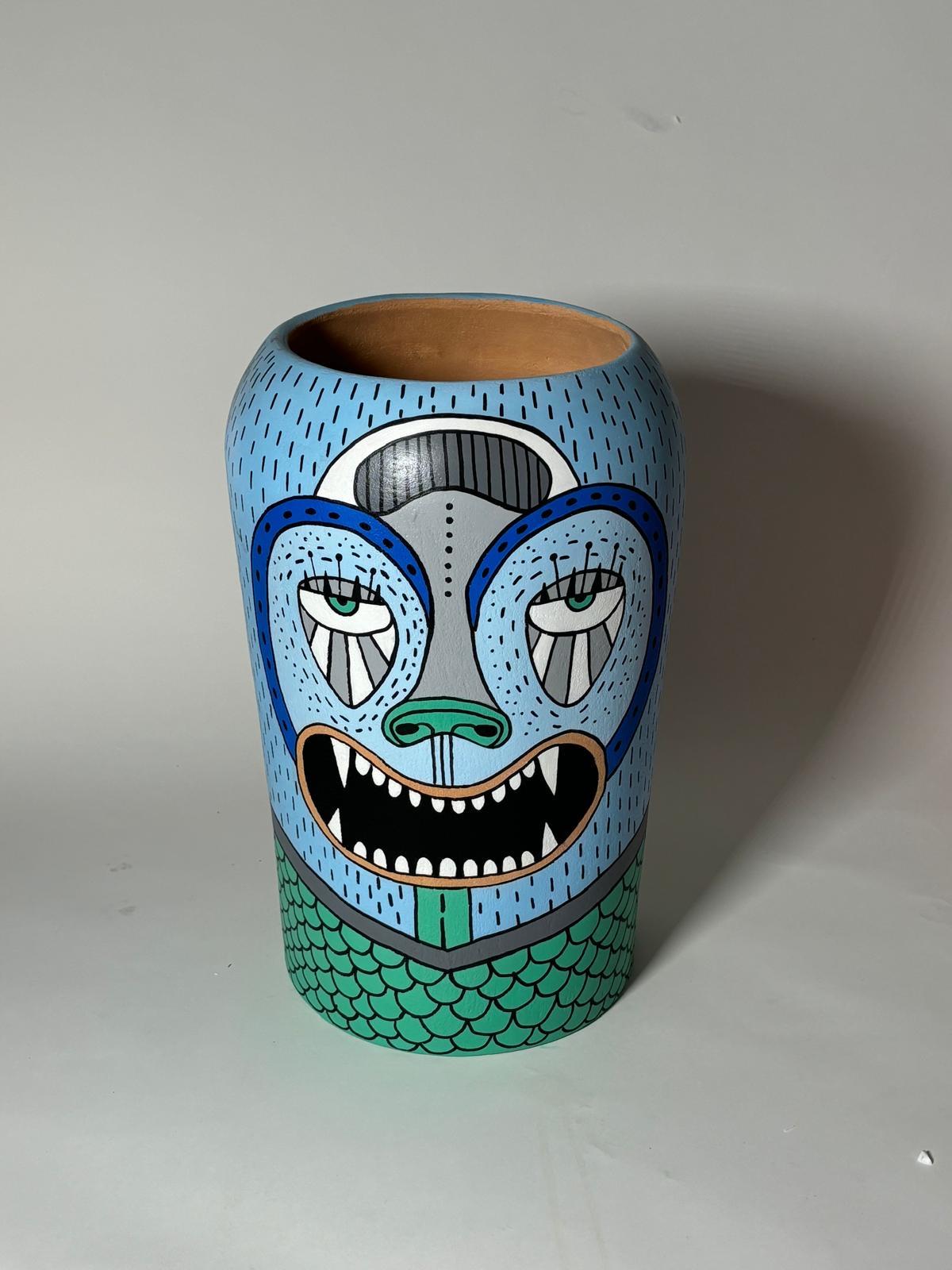 Terre cuite Vase en terre cuite de la collection Vasi diVisi par Elena Salmistraro en vente