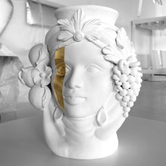 En stock à Los Angeles, vase or/blanc, de Stefania Boemi, fabriqué en Italie