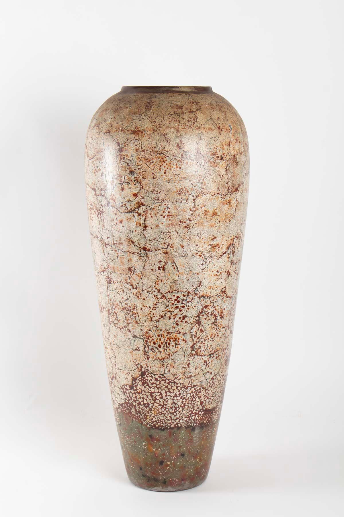 Terracotta Vase with Engraved Eggshell Engravings, 1950s 3