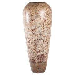 Terracotta Vase with Engraved Eggshell Engravings, 1950s