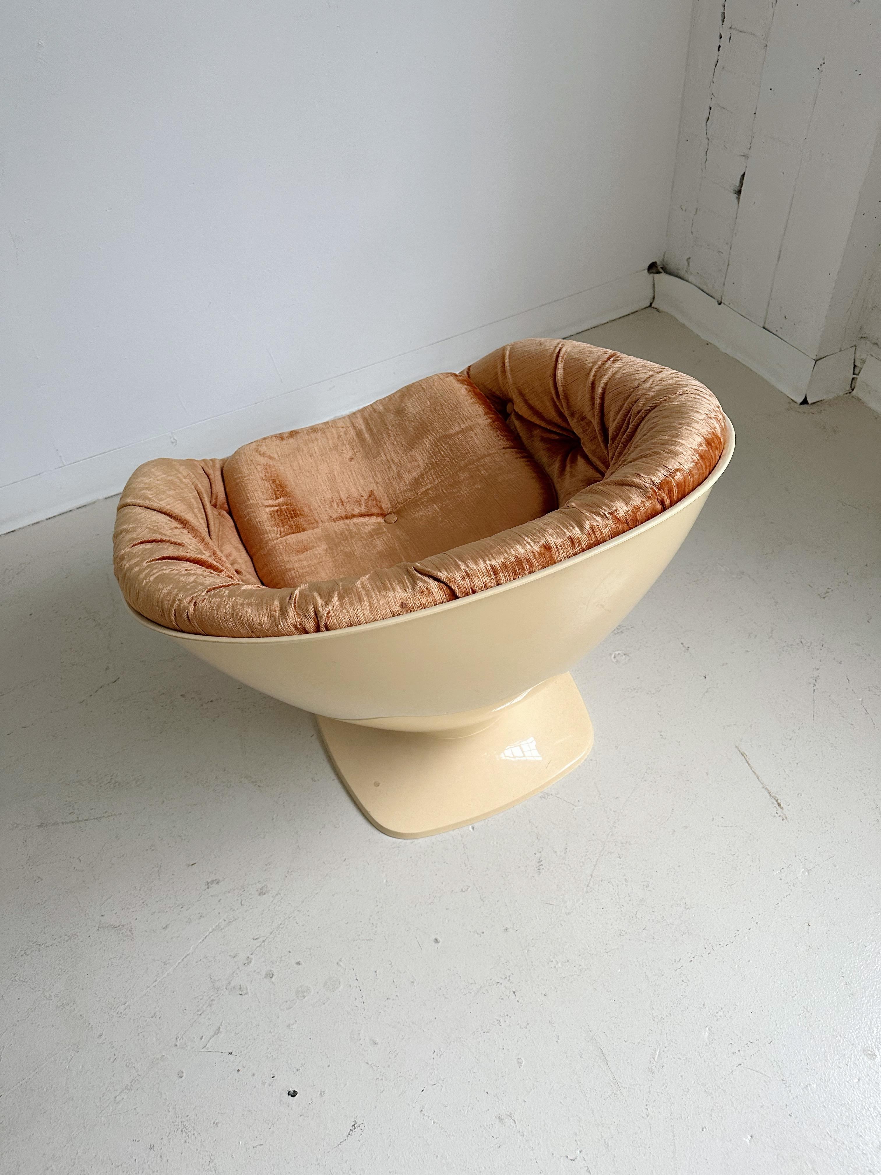 European Terracotta Velvet Space Age Club Chair by Raphael Raffel, 60's