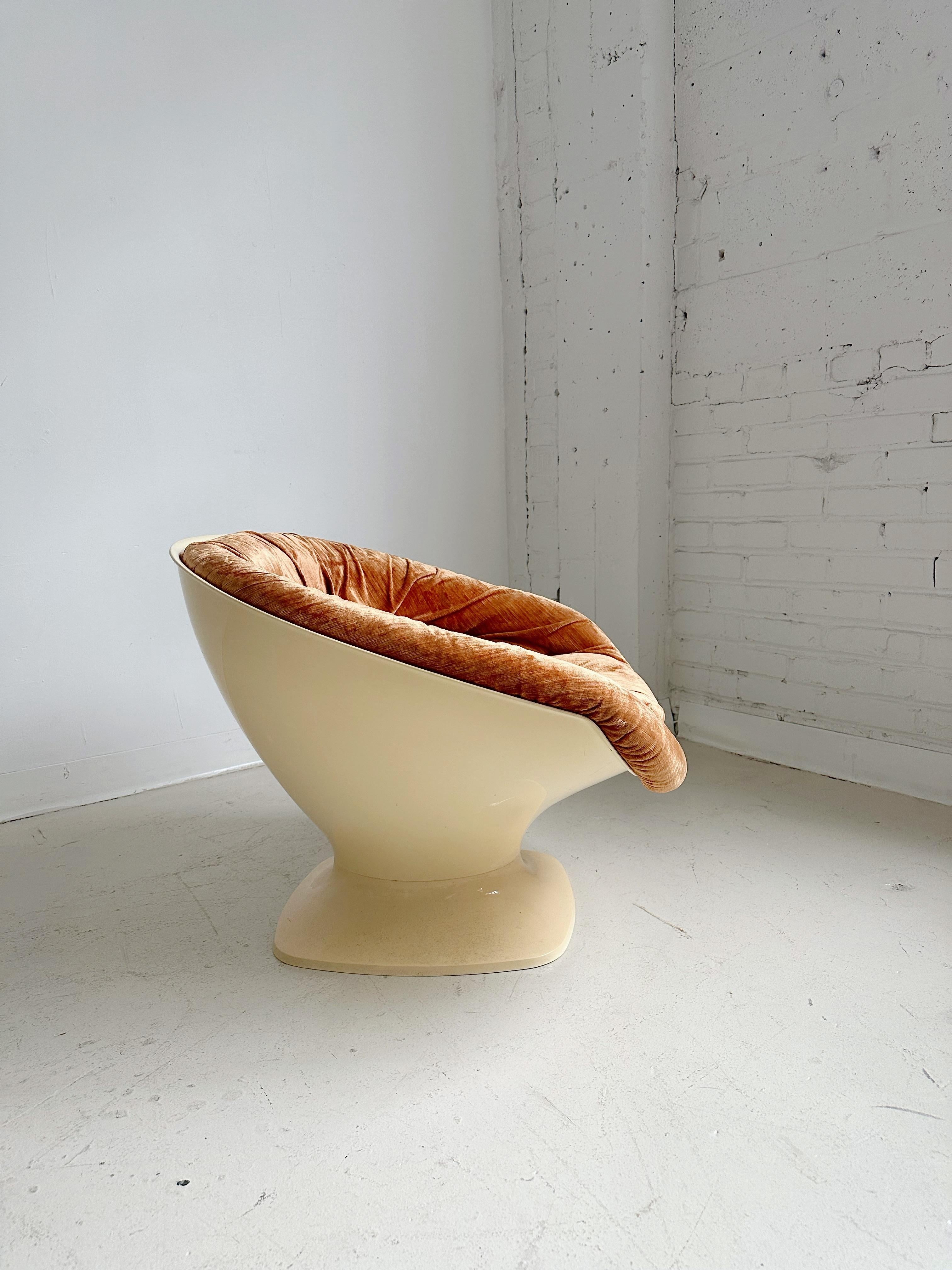 Mid-20th Century Terracotta Velvet Space Age Club Chair by Raphael Raffel, 60's