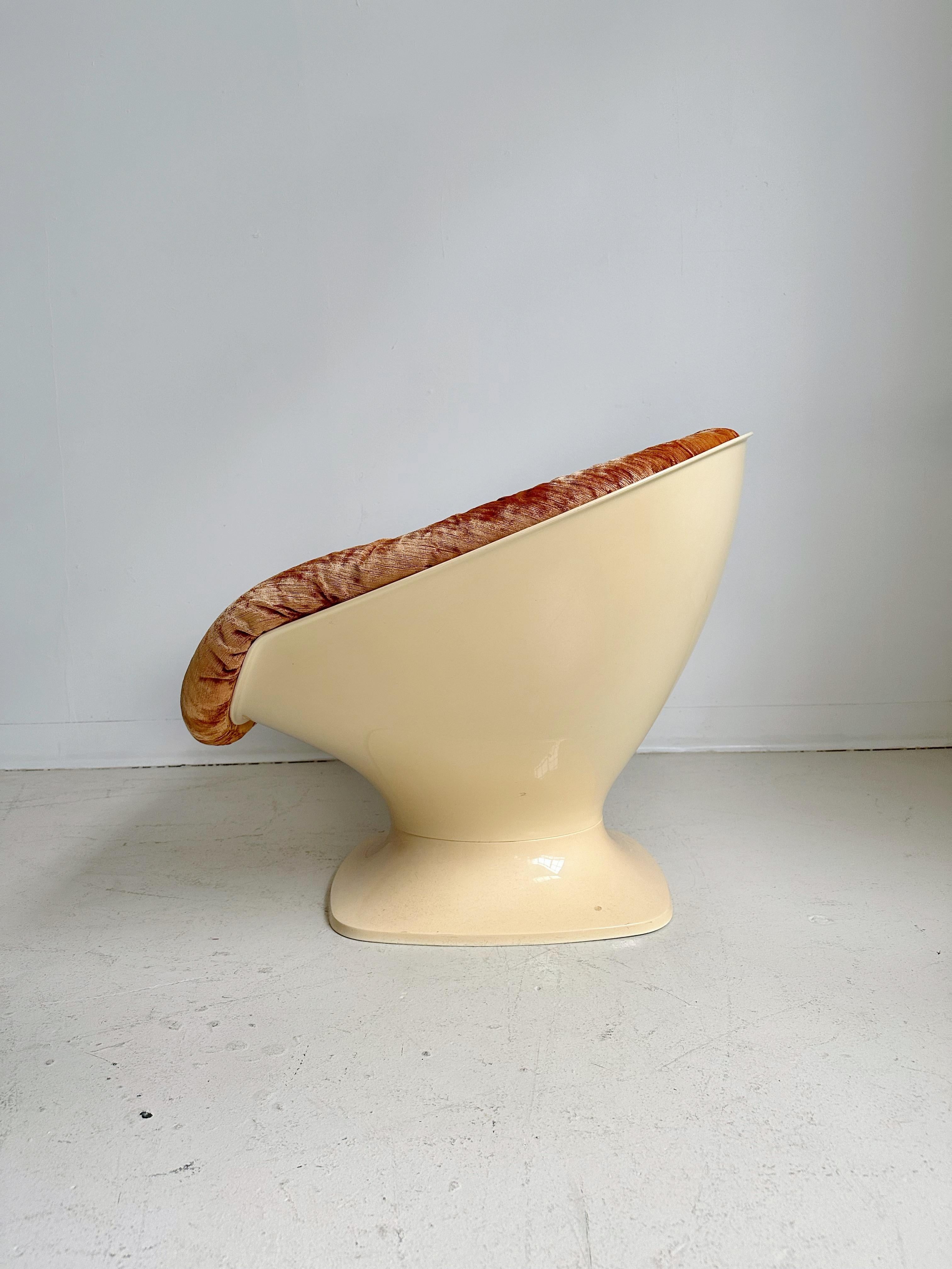 Terracotta Velvet Space Age Club Chair by Raphael Raffel, 60's 1