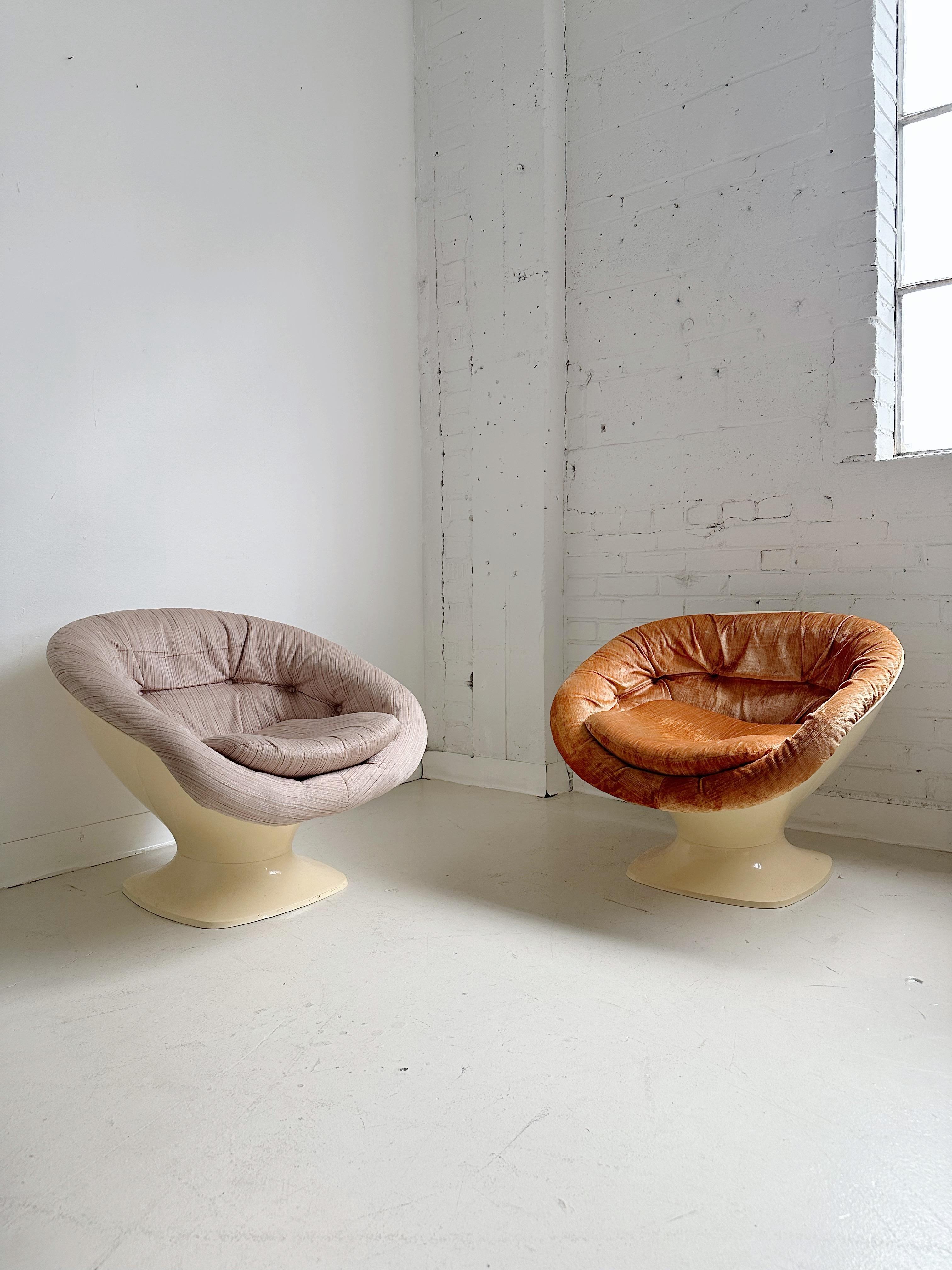 Terracotta Velvet Space Age Club Chair by Raphael Raffel, 60's 3