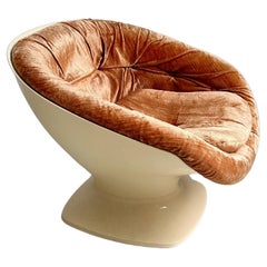 Terracotta Velvet Space Age Club Chair by Raphael Raffel, 60's